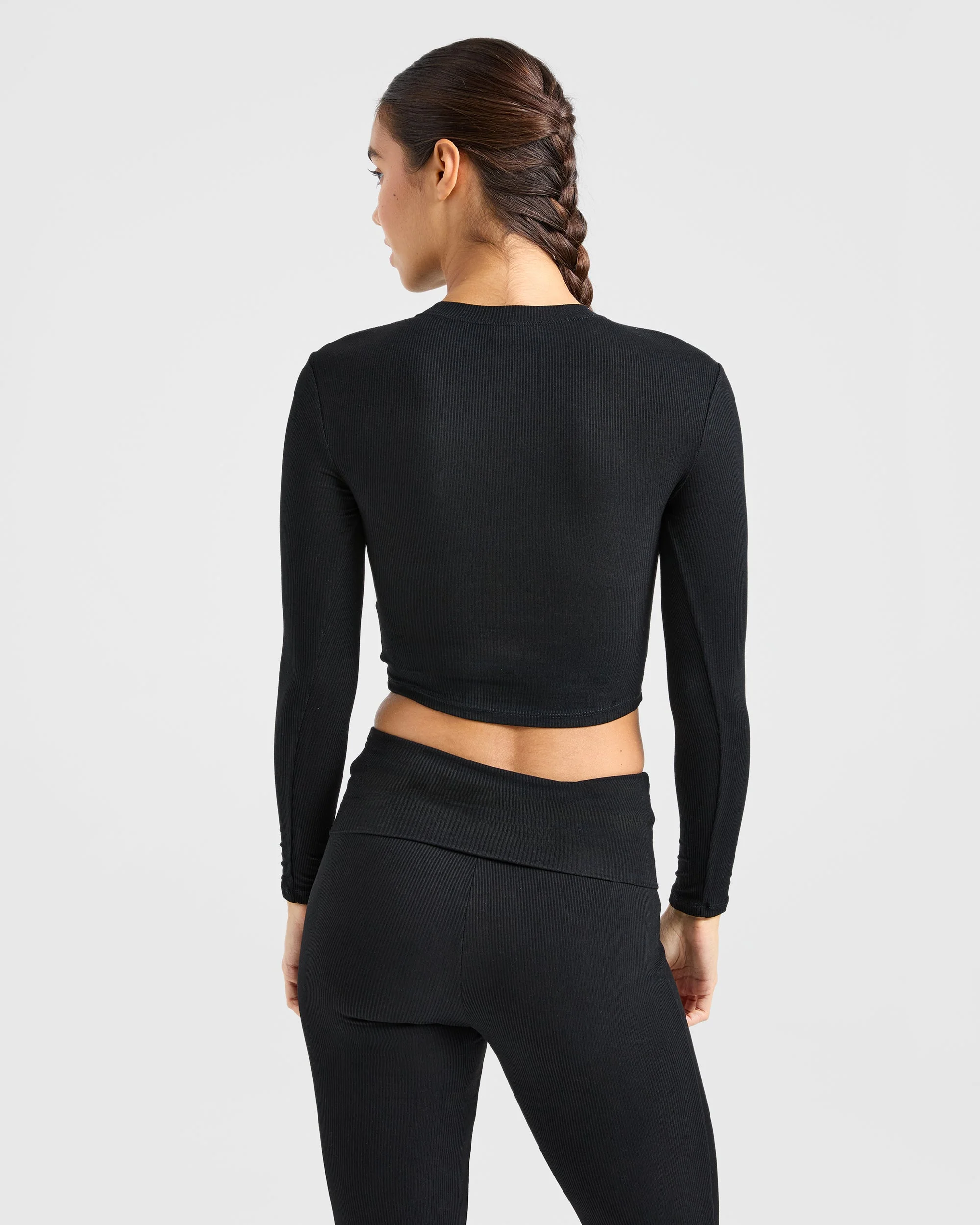Lounge Ribbed Long Sleeve - Black - Image 2