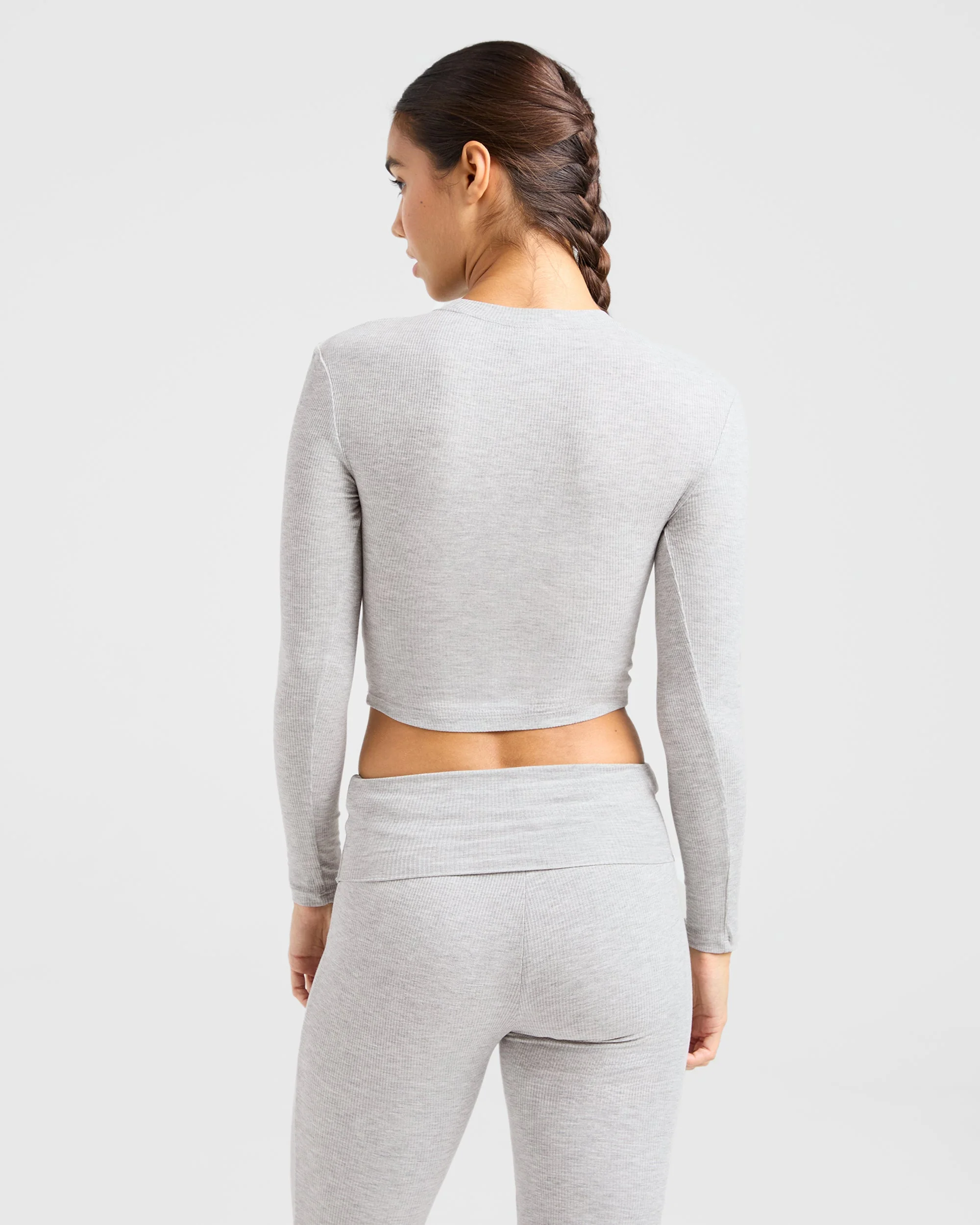 Lounge Ribbed Long Sleeve - Grey Marl - Image 2