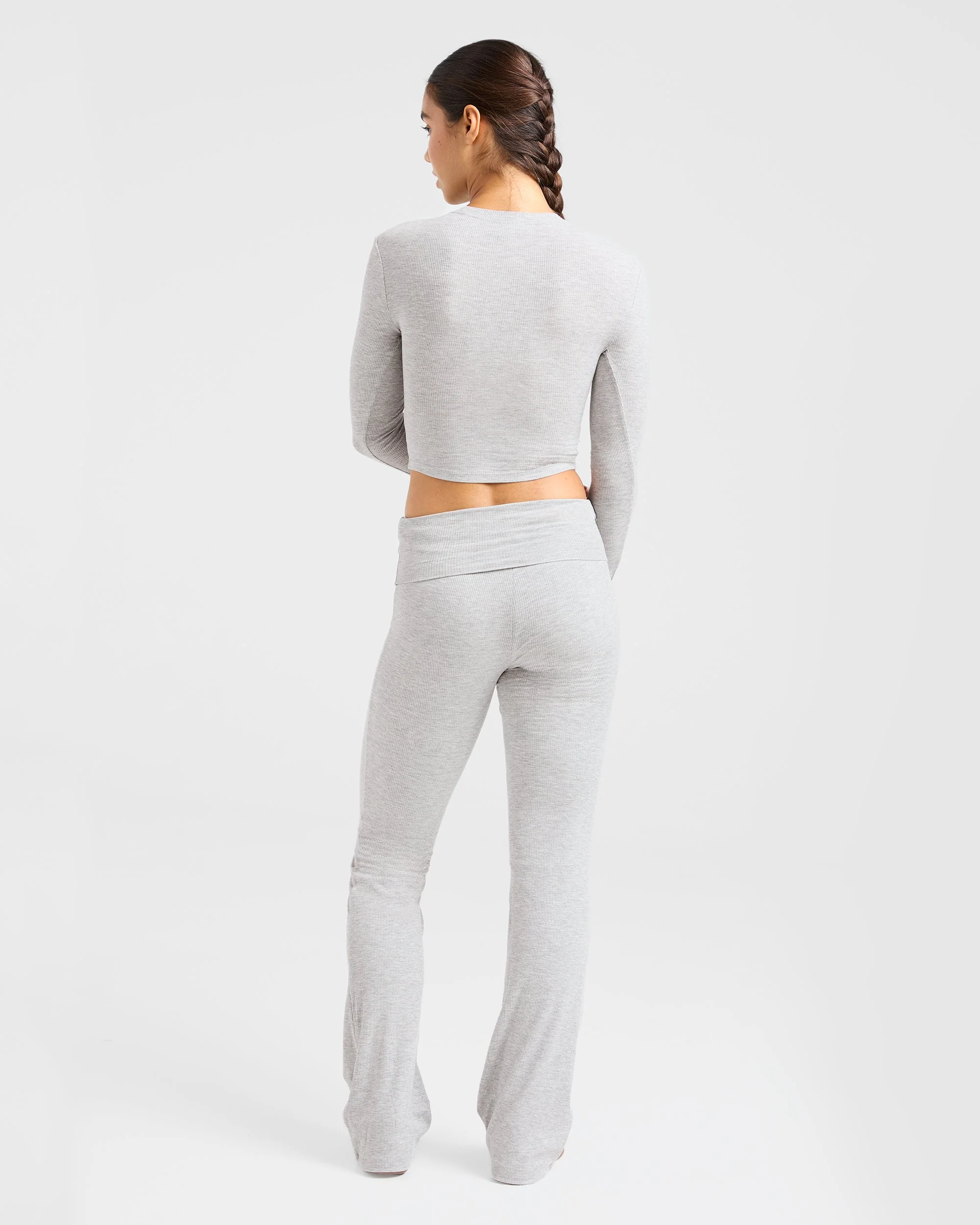 Lounge Ribbed Long Sleeve - Grey Marl - Image 4