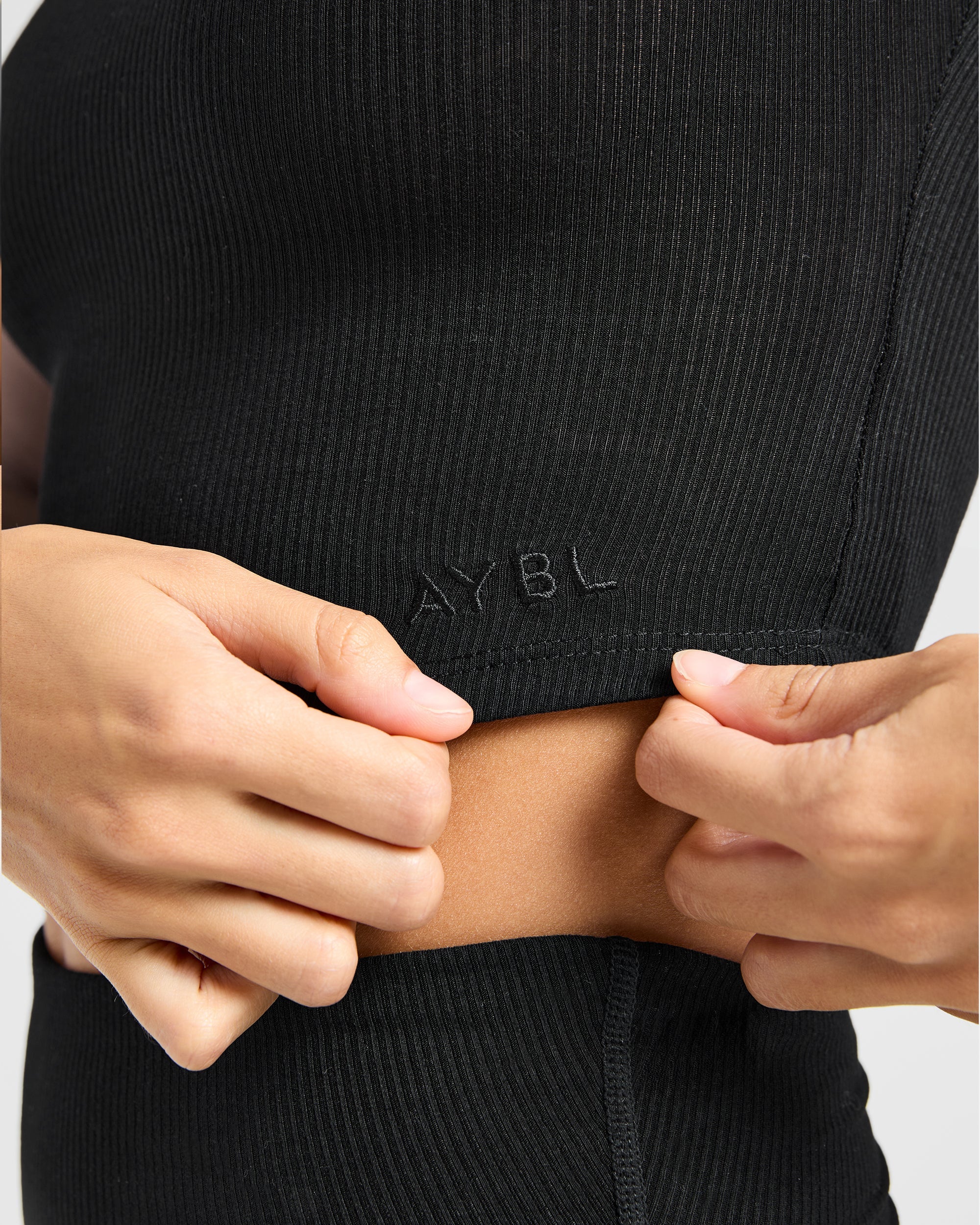 Lounge Ribbed T Shirt - Black - Image 5