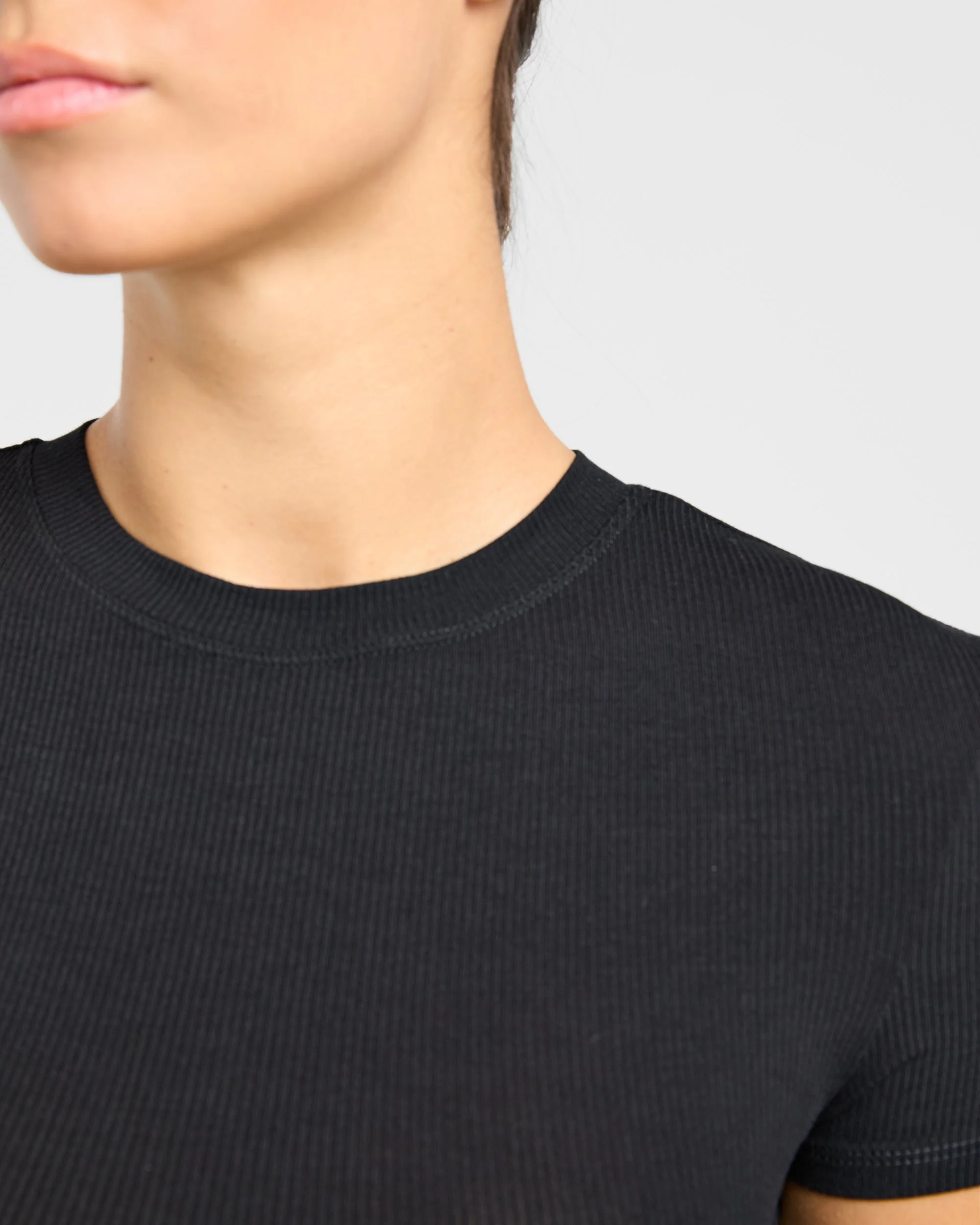 Lounge Ribbed T Shirt - Black - Image 6