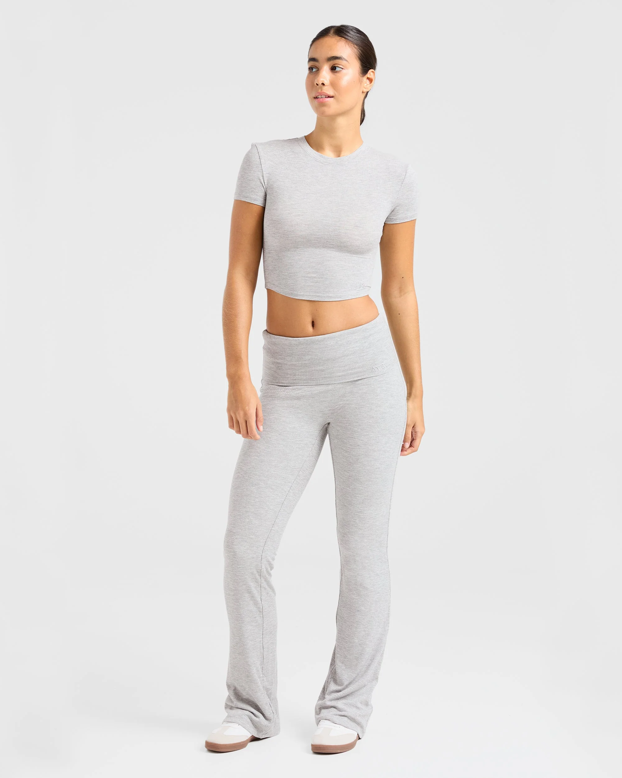 Lounge Ribbed T Shirt - Grey Marl - Image 3