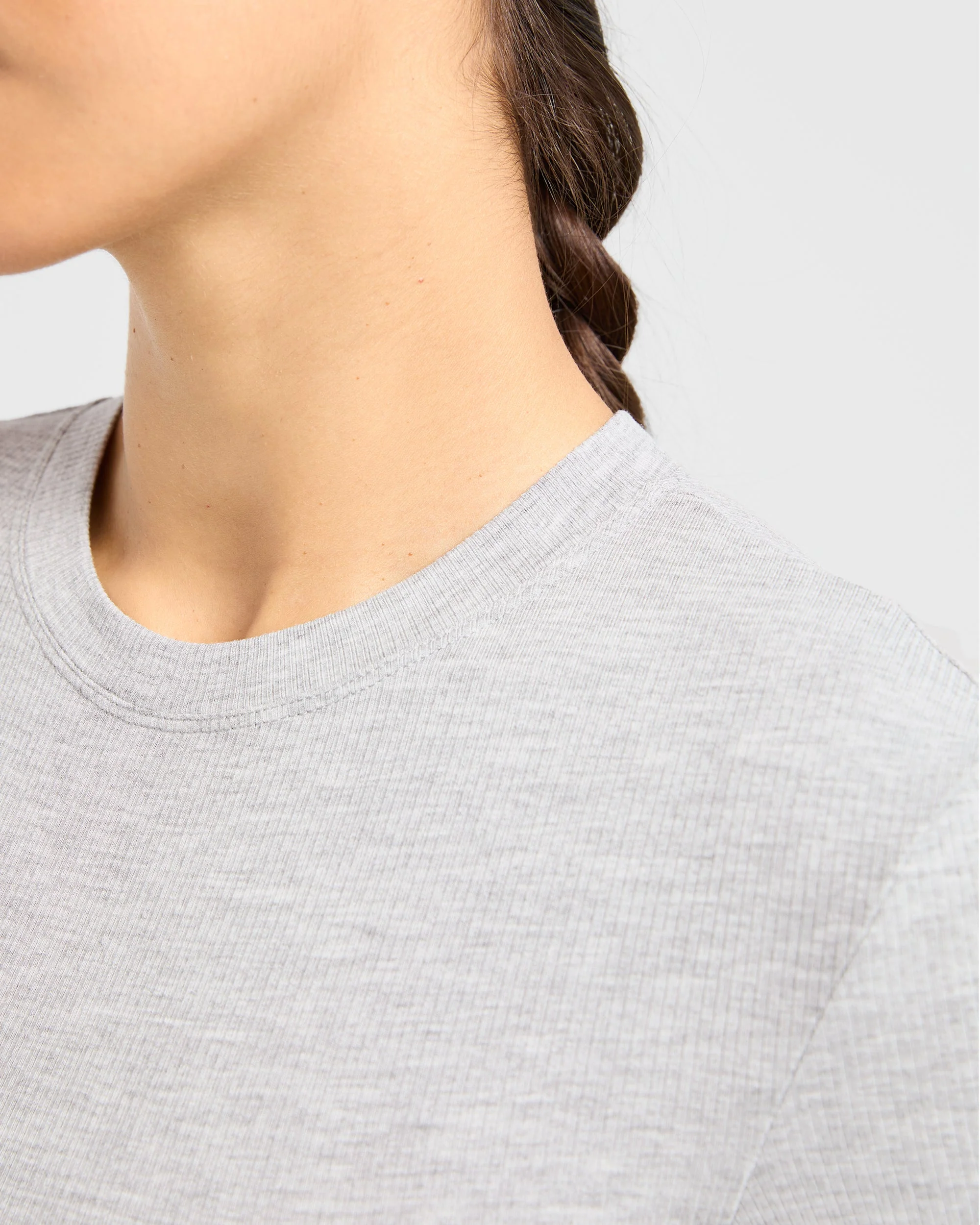 Lounge Ribbed T Shirt - Grey Marl - Image 6