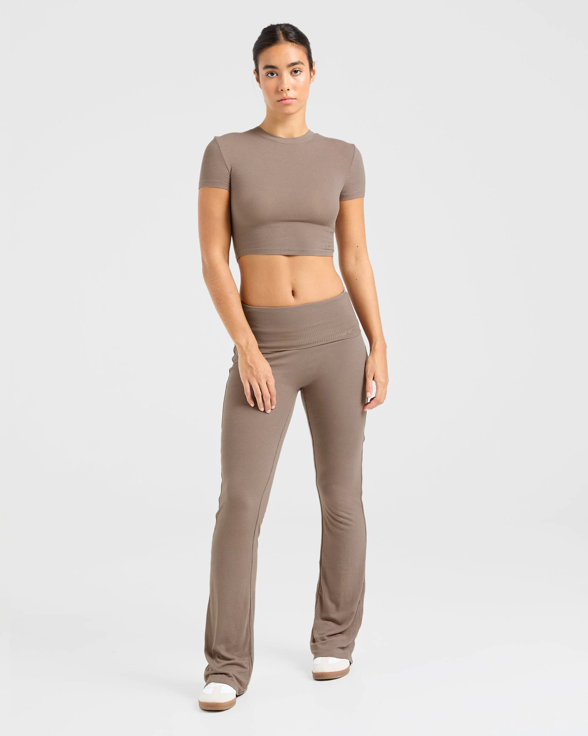Lounge Ribbed T Shirt - Mocha - Image 3
