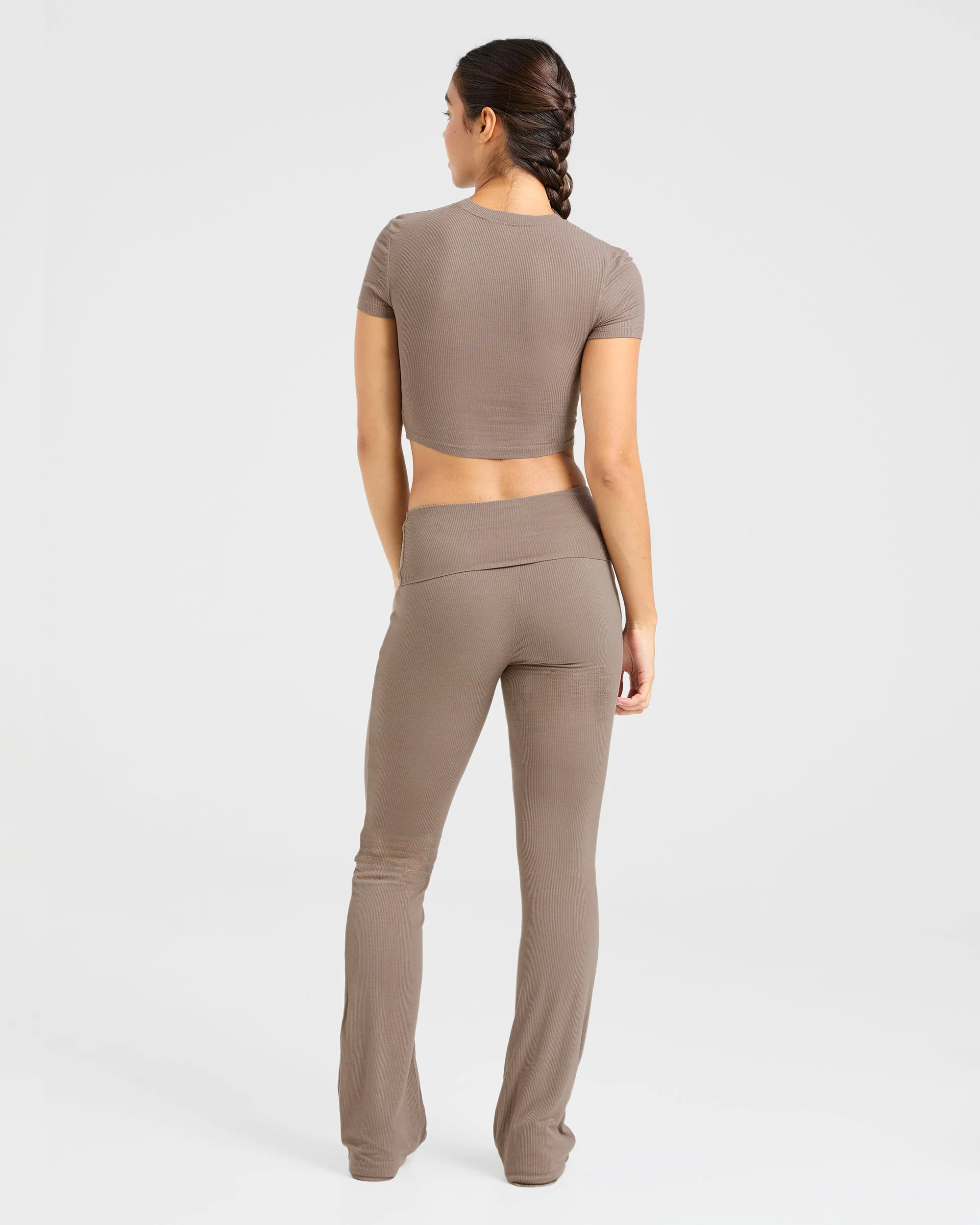 Lounge Ribbed T Shirt - Mocha - Image 4