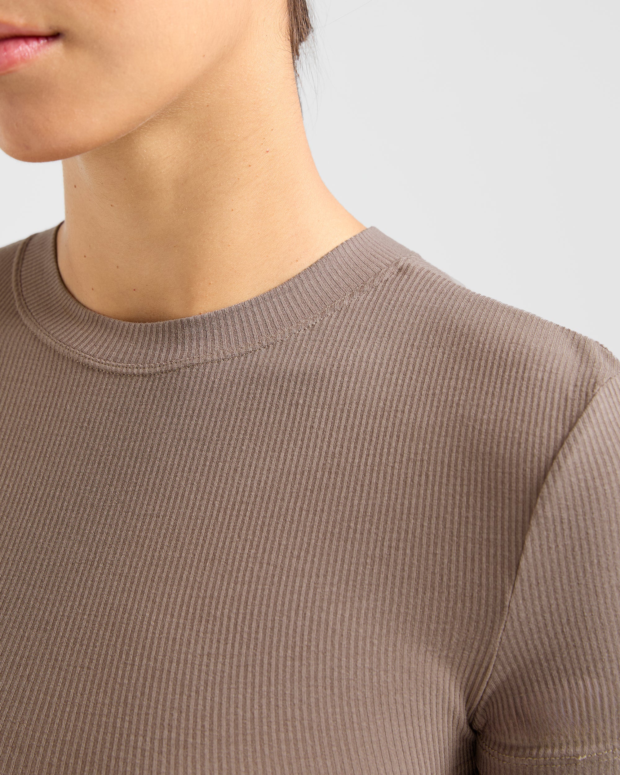 Lounge Ribbed T Shirt - Mocha - Image 6
