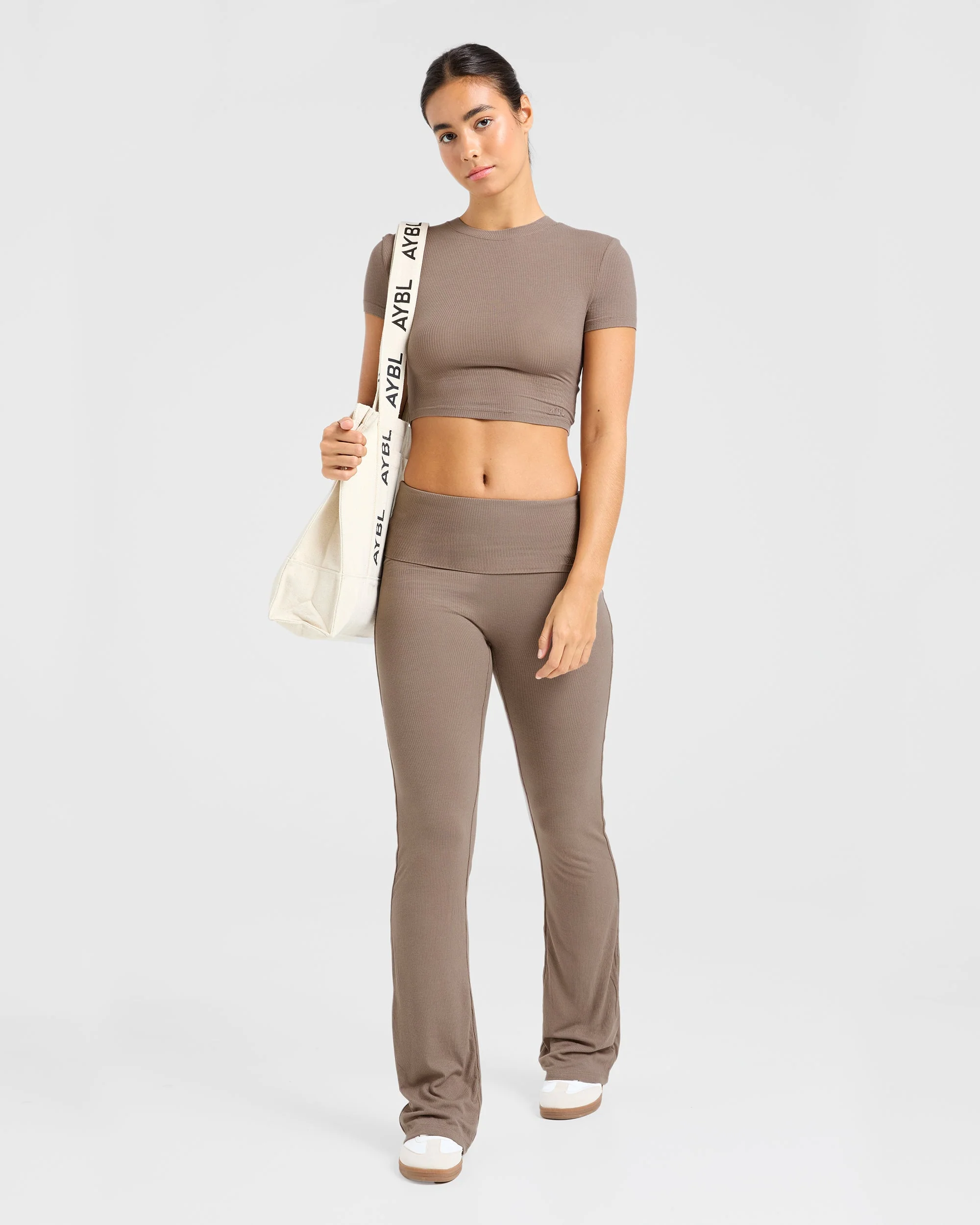 Lounge Ribbed T Shirt - Mocha - Image 7
