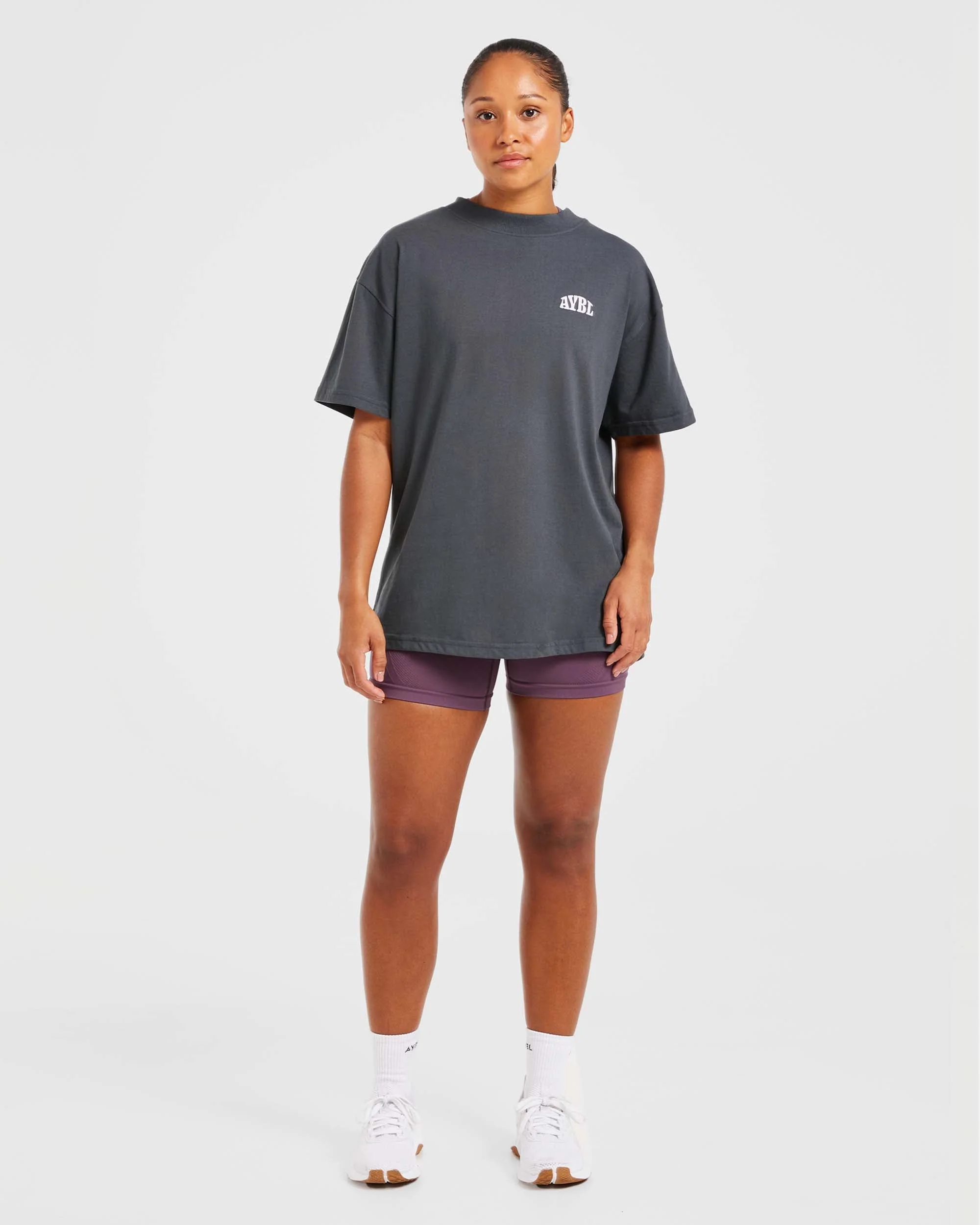 Mind Over Matter Oversized T Shirt - Charcoal/Lilac - Image 4