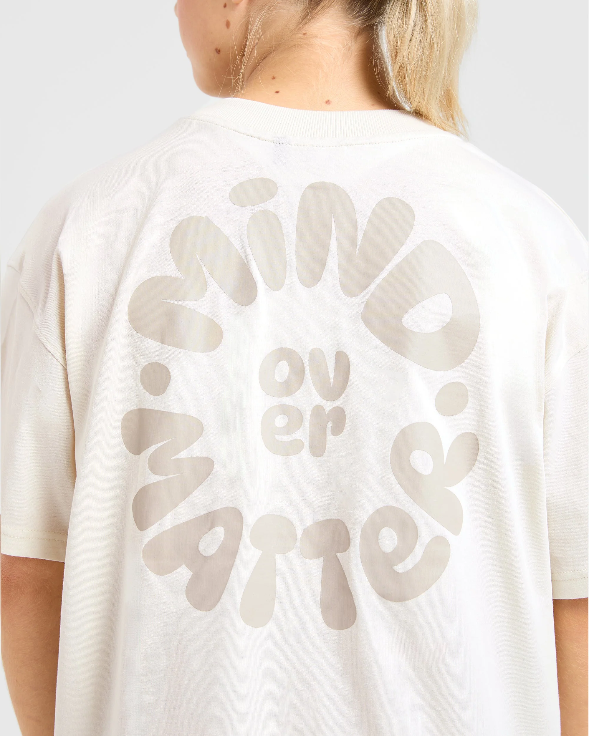 Mind Over Matter V2 Oversized T Shirt - Beige/Brown - Image 5
