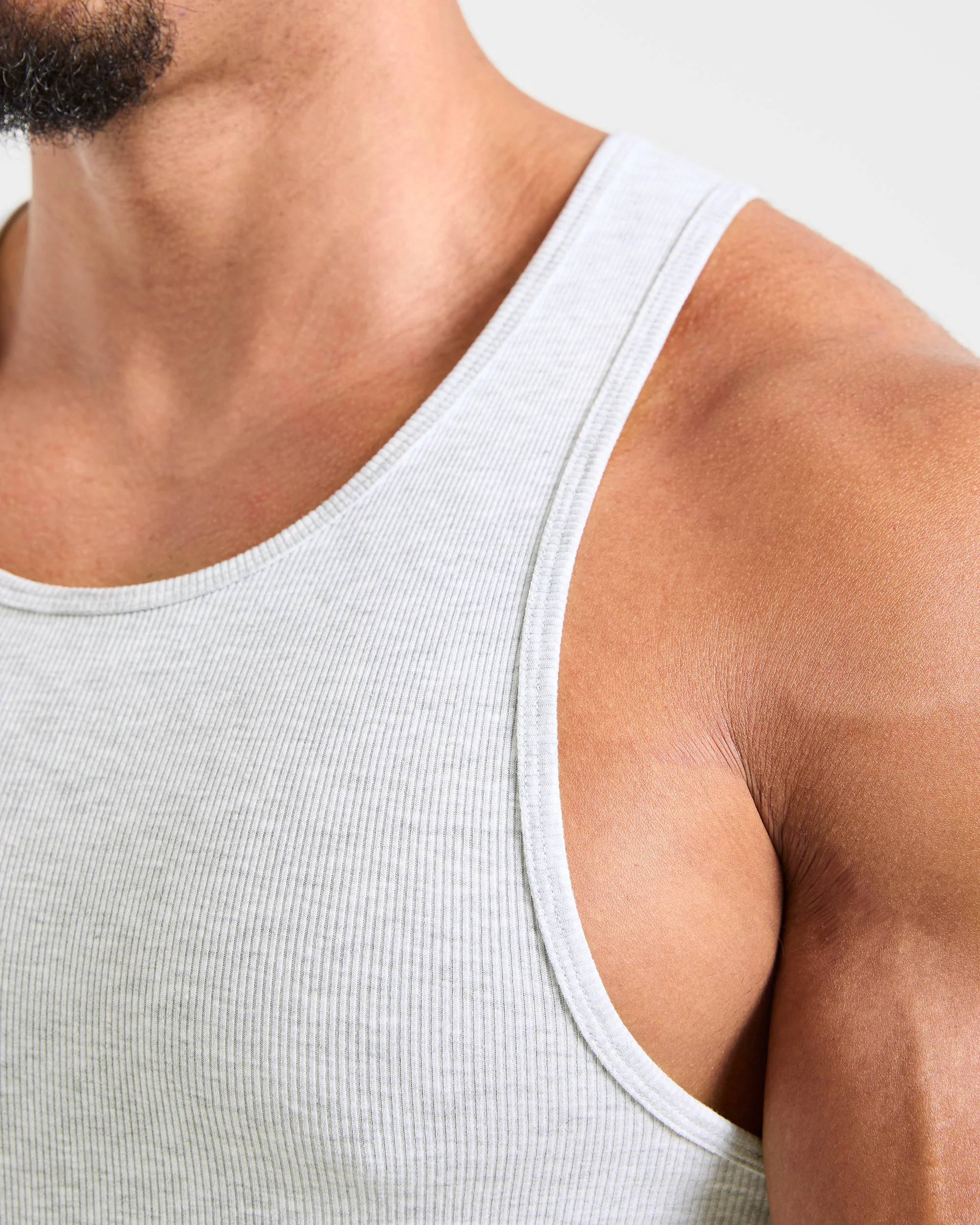 Muscle Ribbed Tank - Light Grey Marl - Image 5