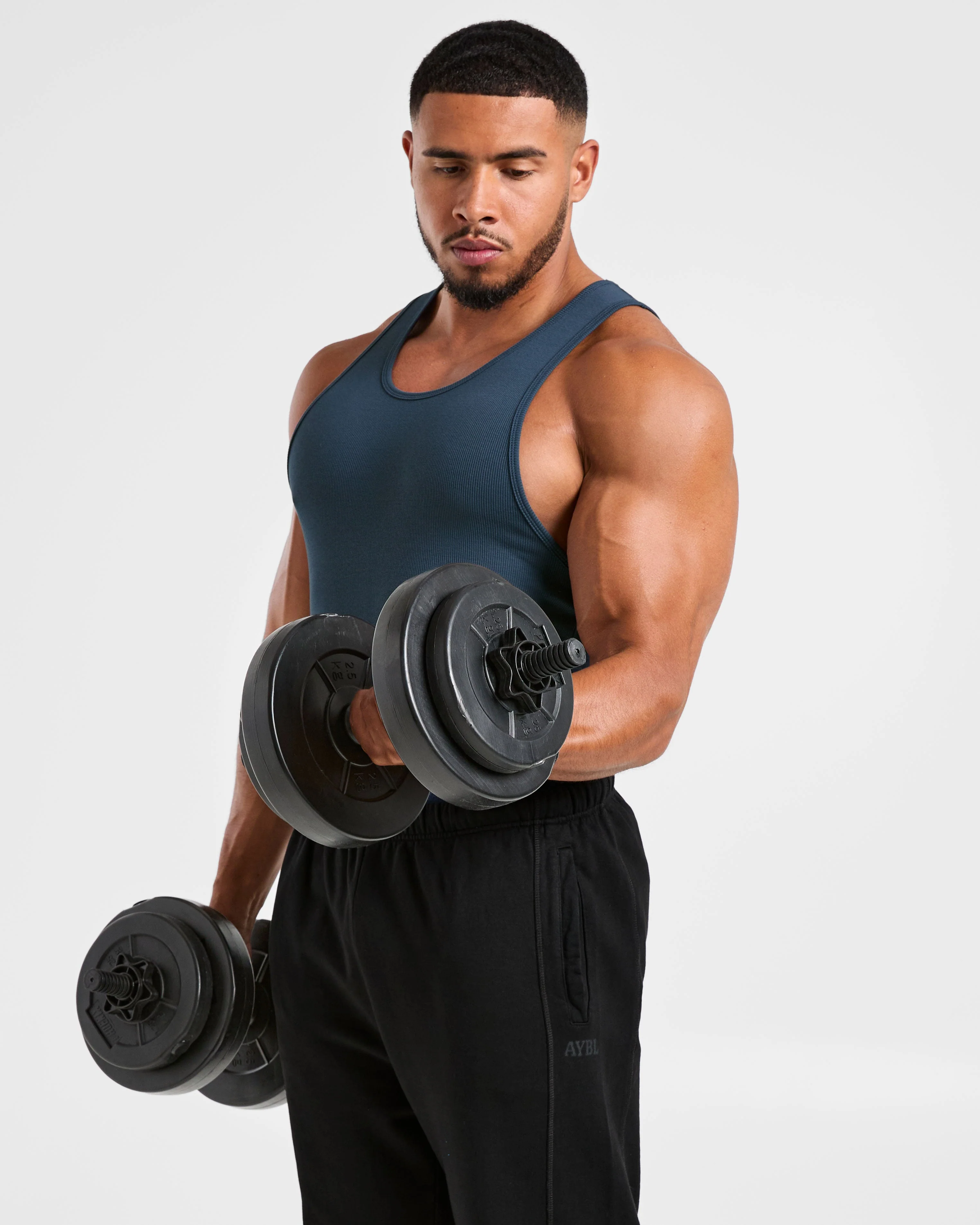 Muscle Ribbed Tank - Washed Navy - Image 7