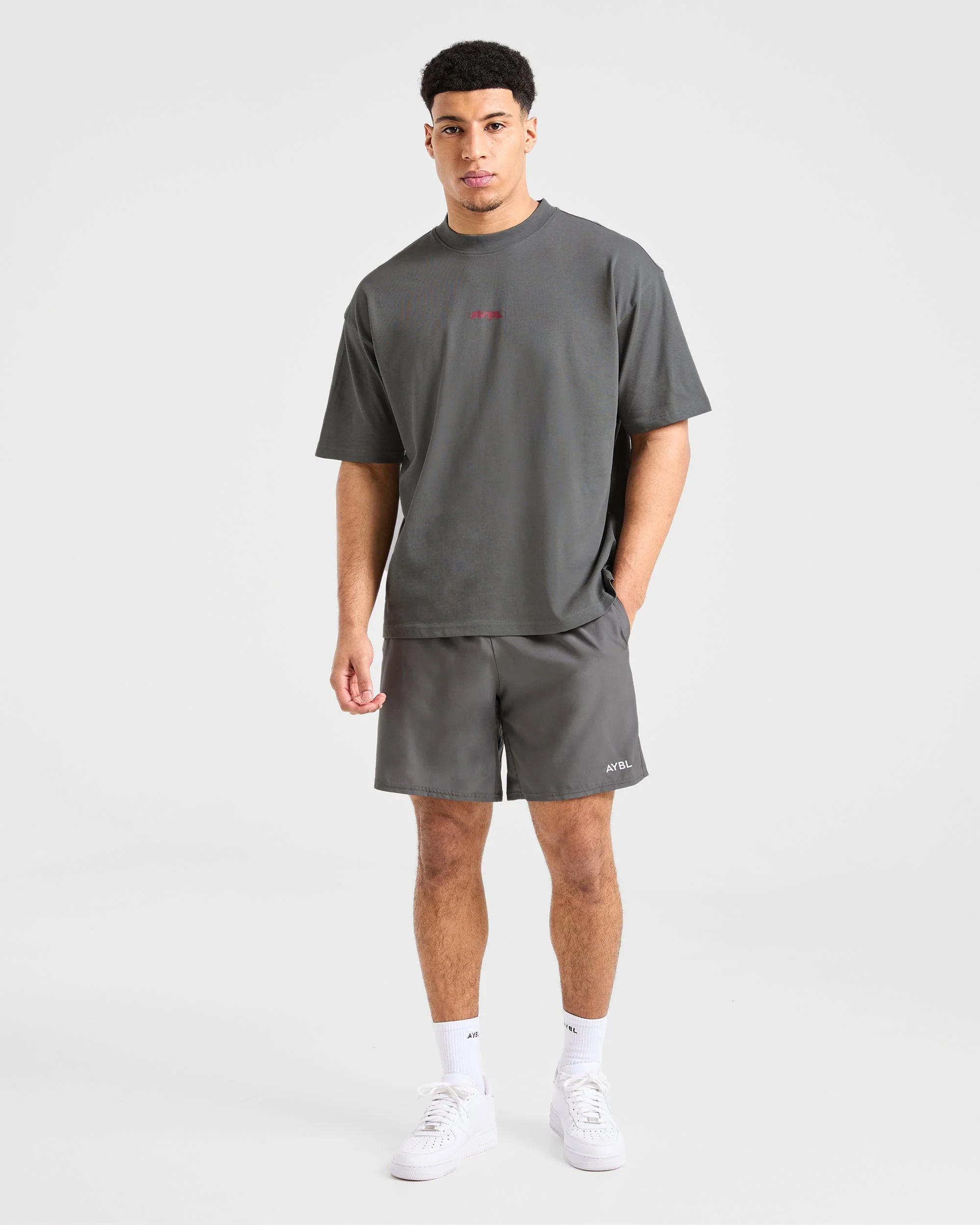 Orbit Oversized T Shirt - Charcoal/Red - Image 4