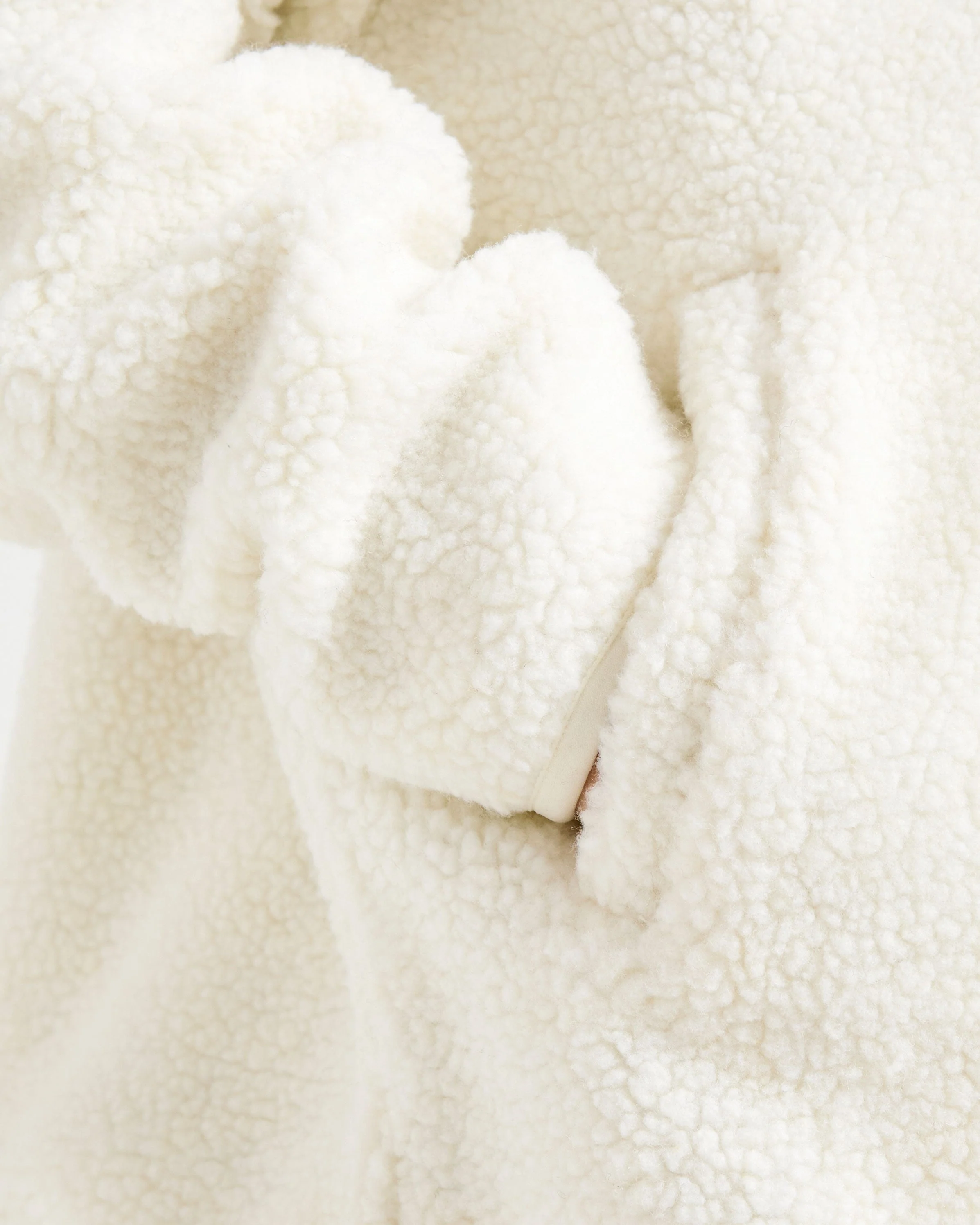 Oversized Zip Up Fleece Jacket - Cream - Image 6