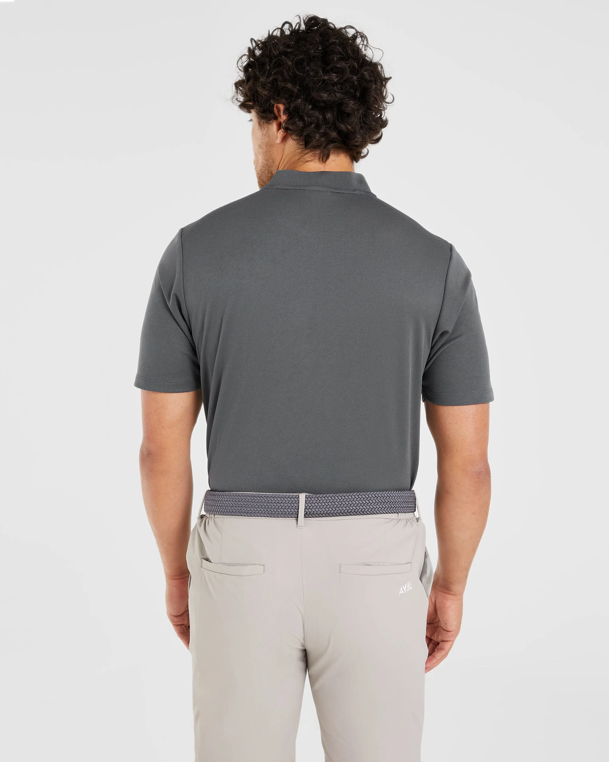 Performance Collarless Polo Shirt - Charcoal - Image 2