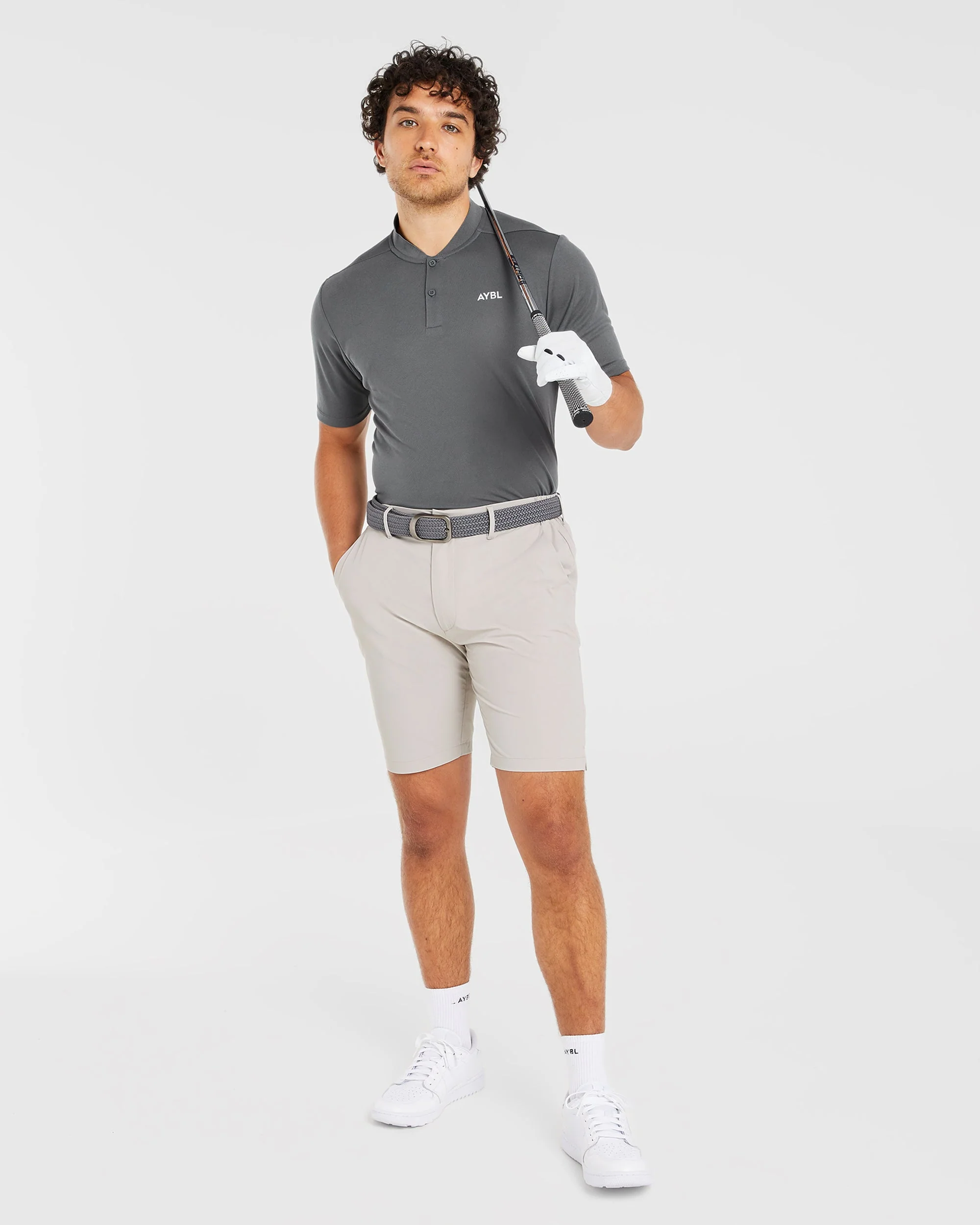 Performance Collarless Polo Shirt - Charcoal - Image 8