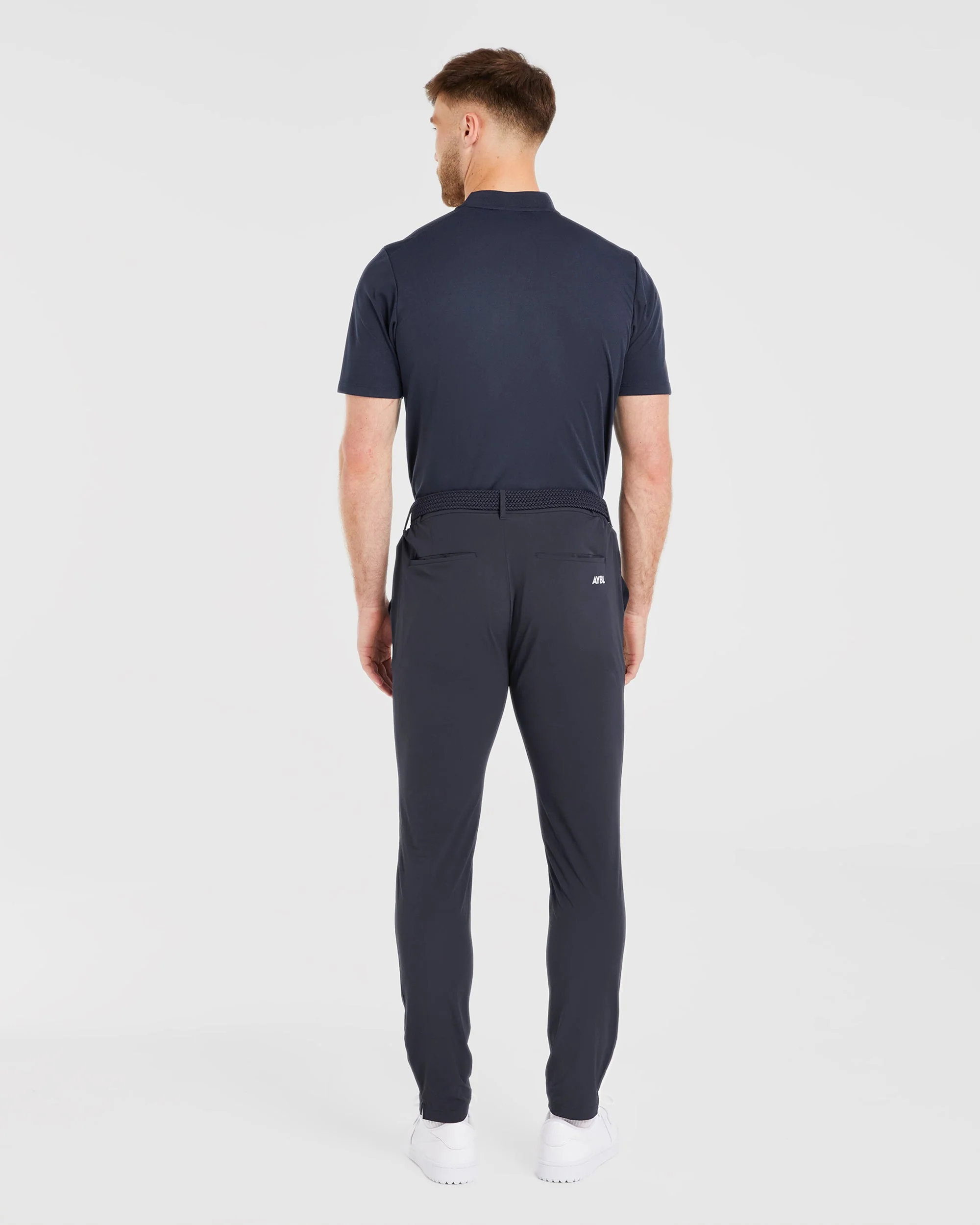 Performance Collarless Polo Shirt - Navy - Image 4
