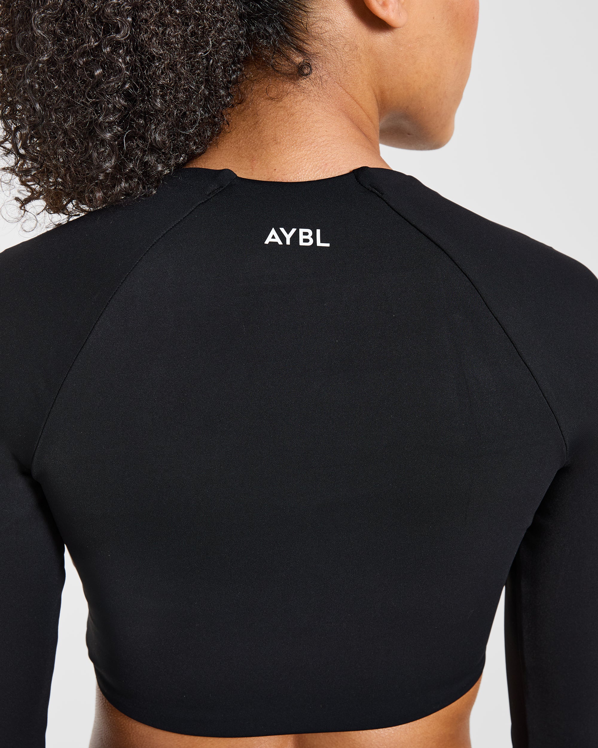 Physique Long Sleeve Crop Top - Black - Image 5
