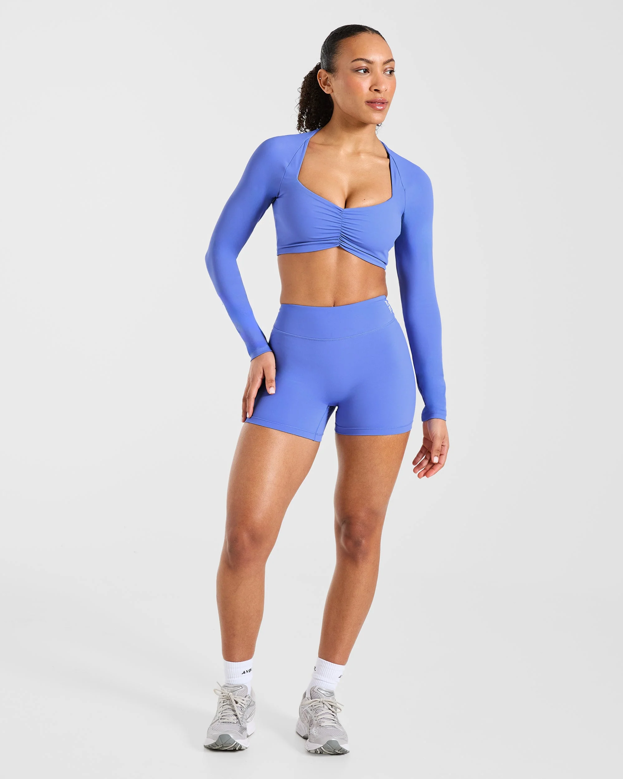 Physique Long Sleeve Crop Top - Cornflower Purple - Image 3