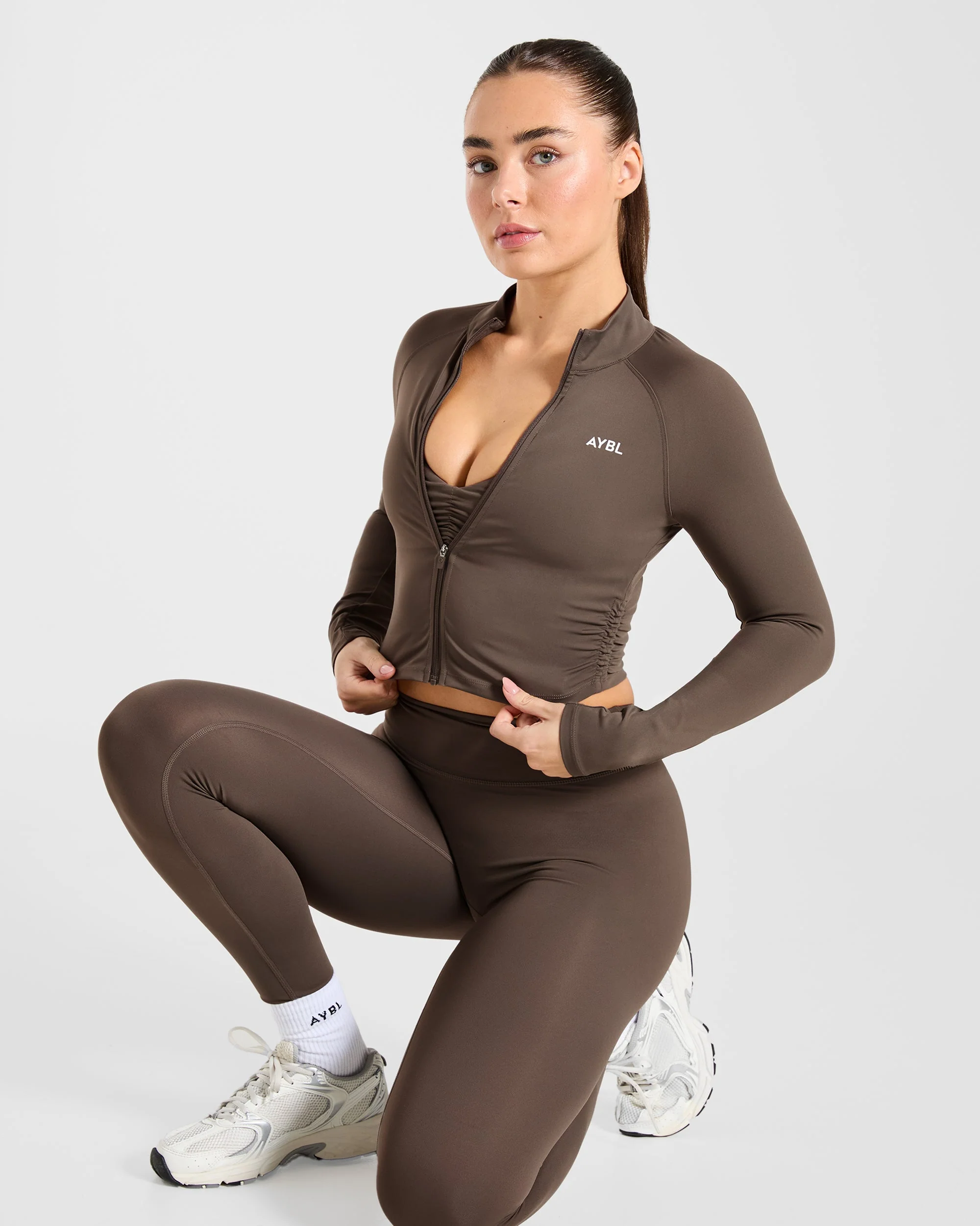 Physique Zip Up Jacket - Brown - Image 8