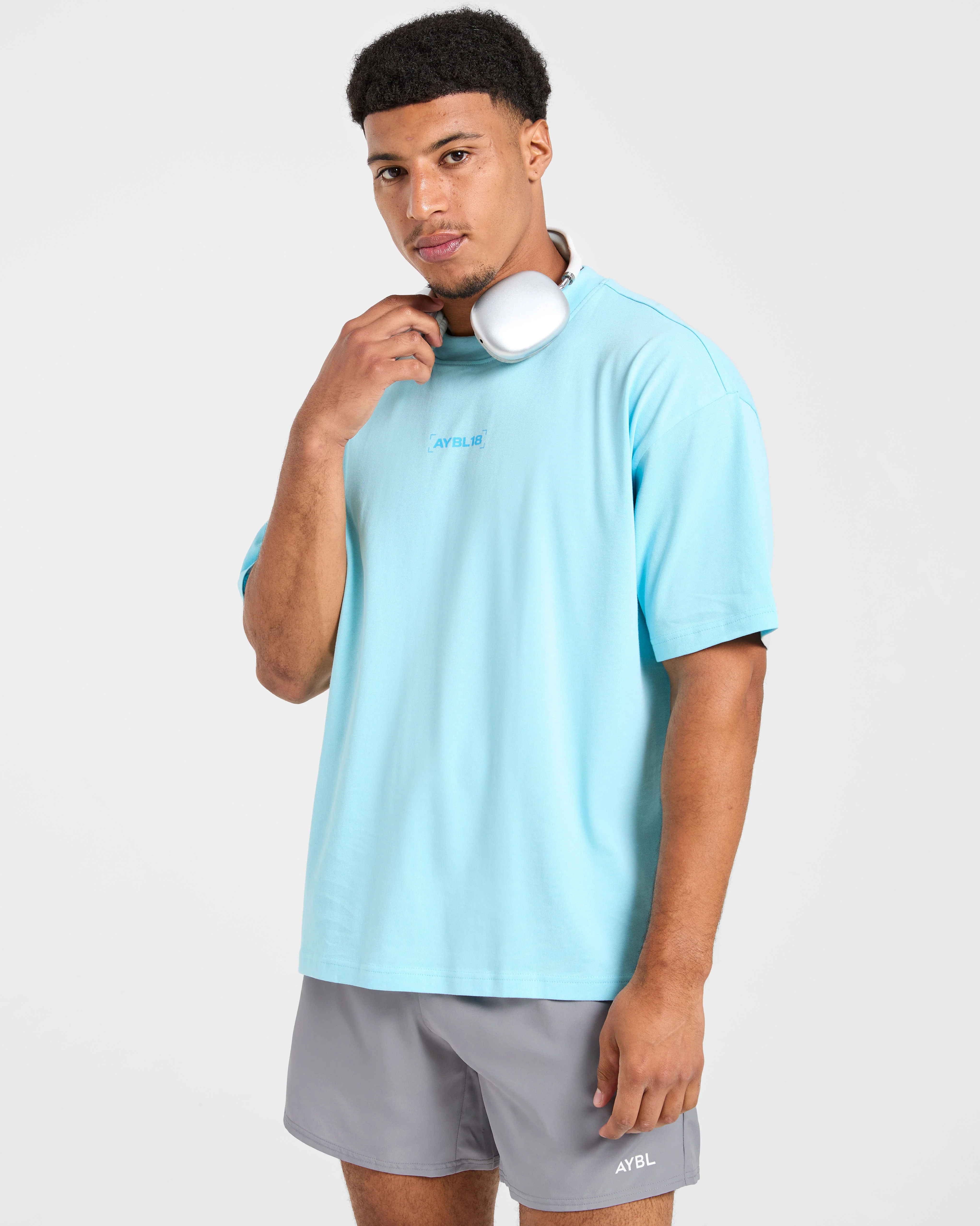 Power Club Oversized T Shirt - Light Blue - Image 7