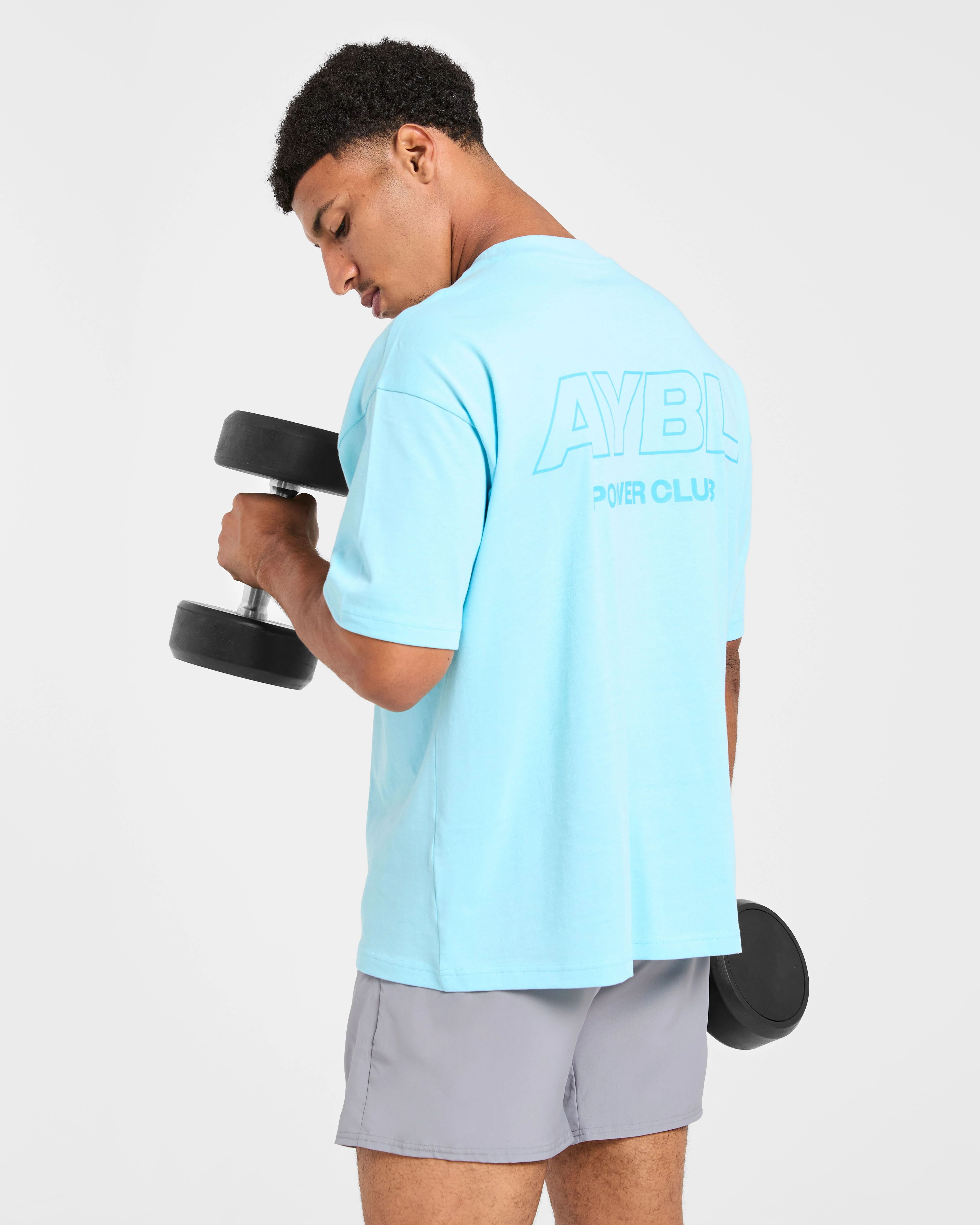 Power Club Oversized T Shirt - Light Blue - Image 8