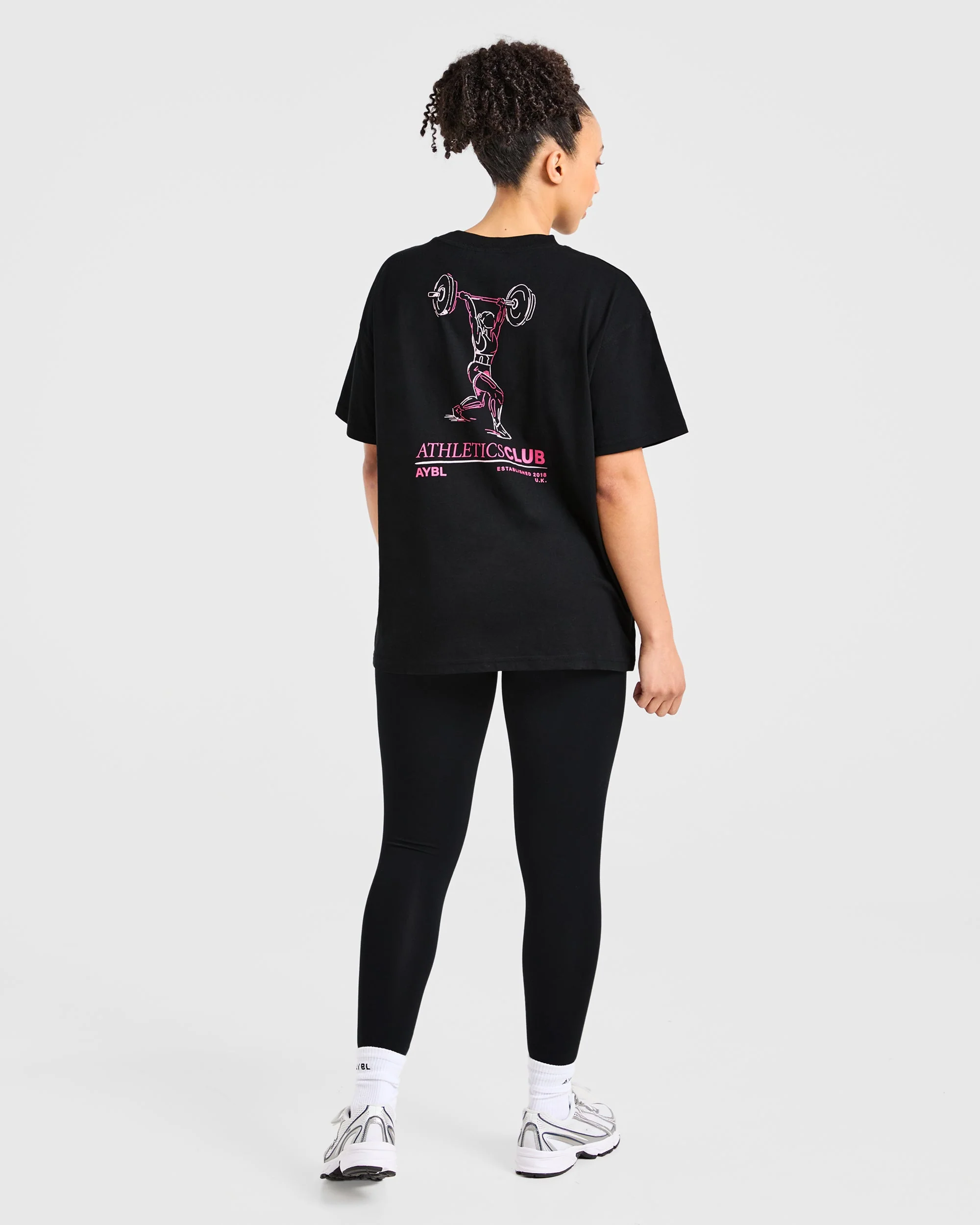 Power Lifting Illustration T Shirt - Black/Pink - Image 3