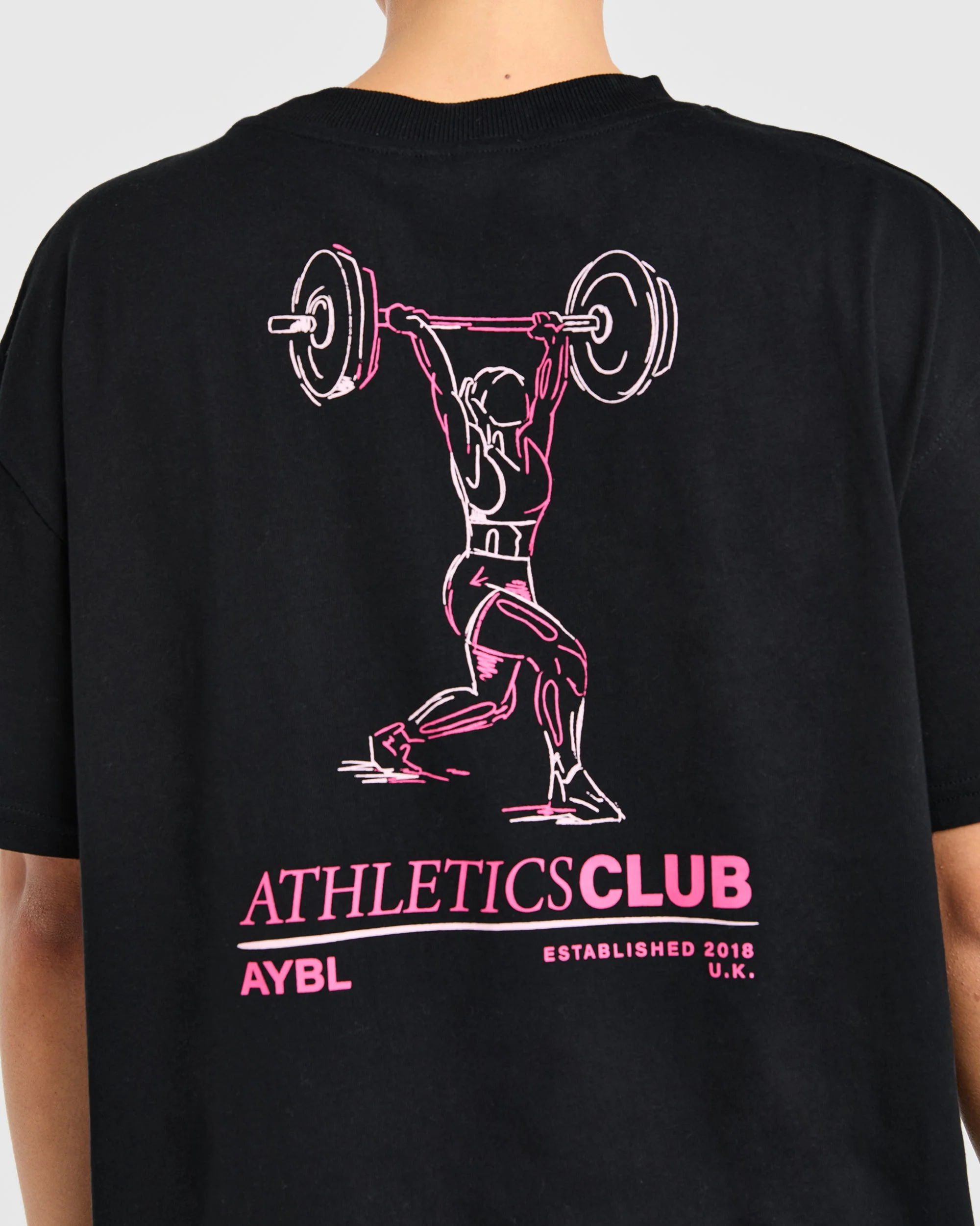 Power Lifting Illustration T Shirt - Black/Pink - Image 6
