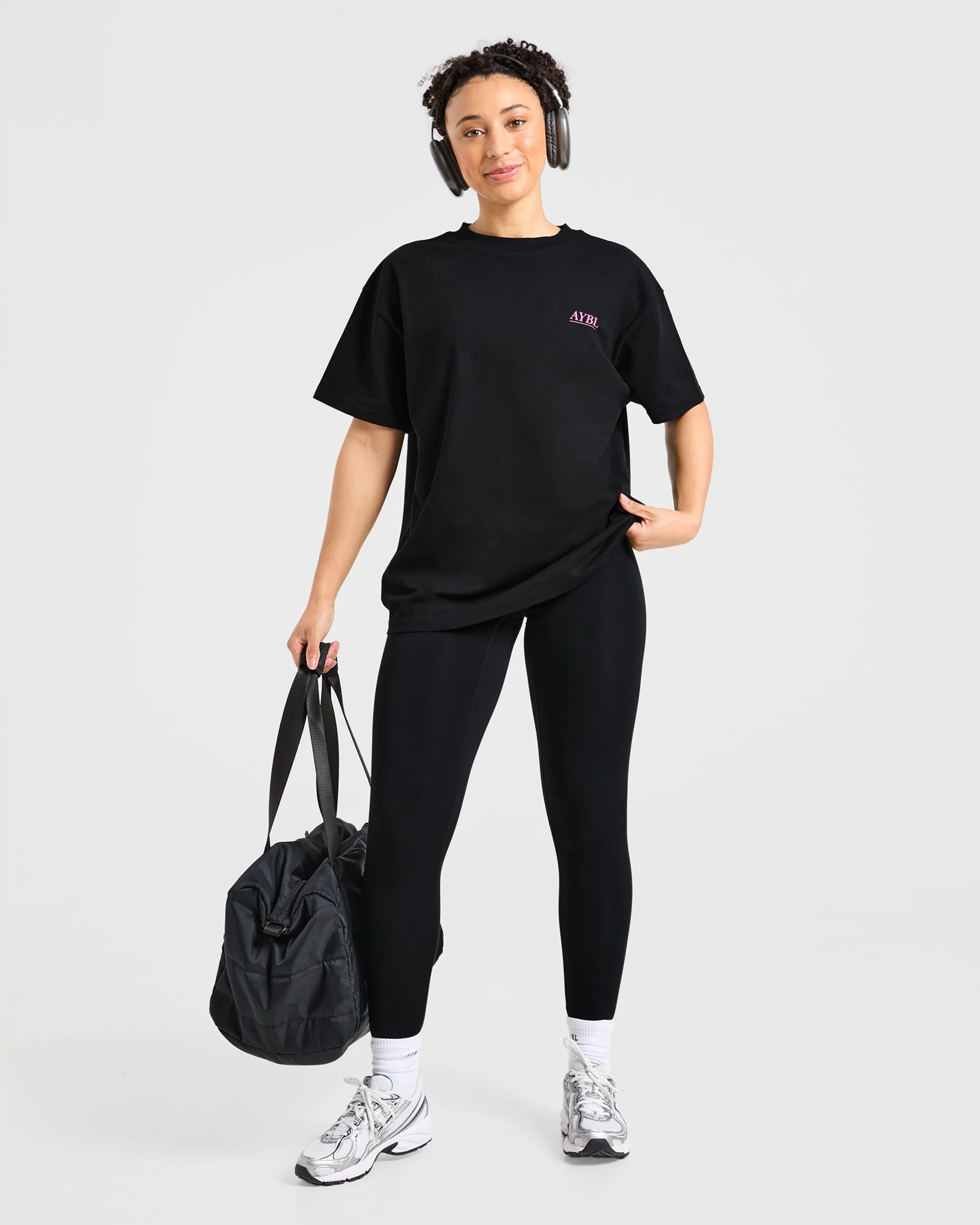 Power Lifting Illustration T Shirt - Black/Pink - Image 8