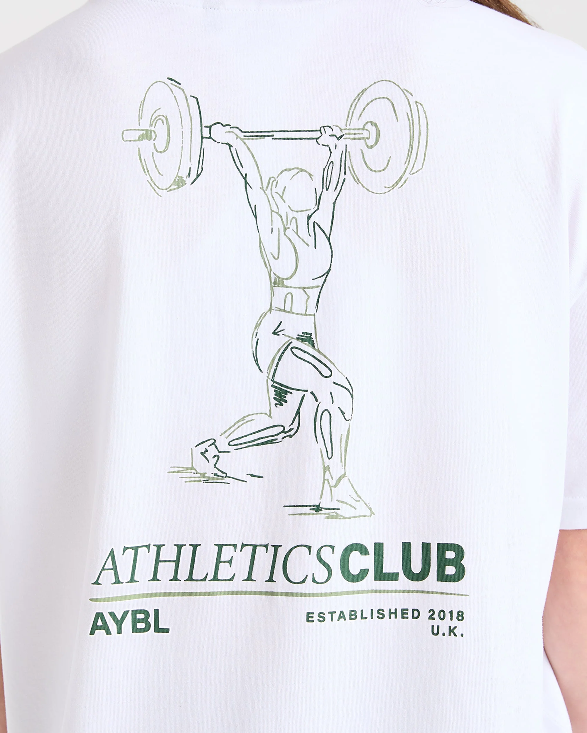 Power Lifting Illustration T Shirt - White/Green - Image 5