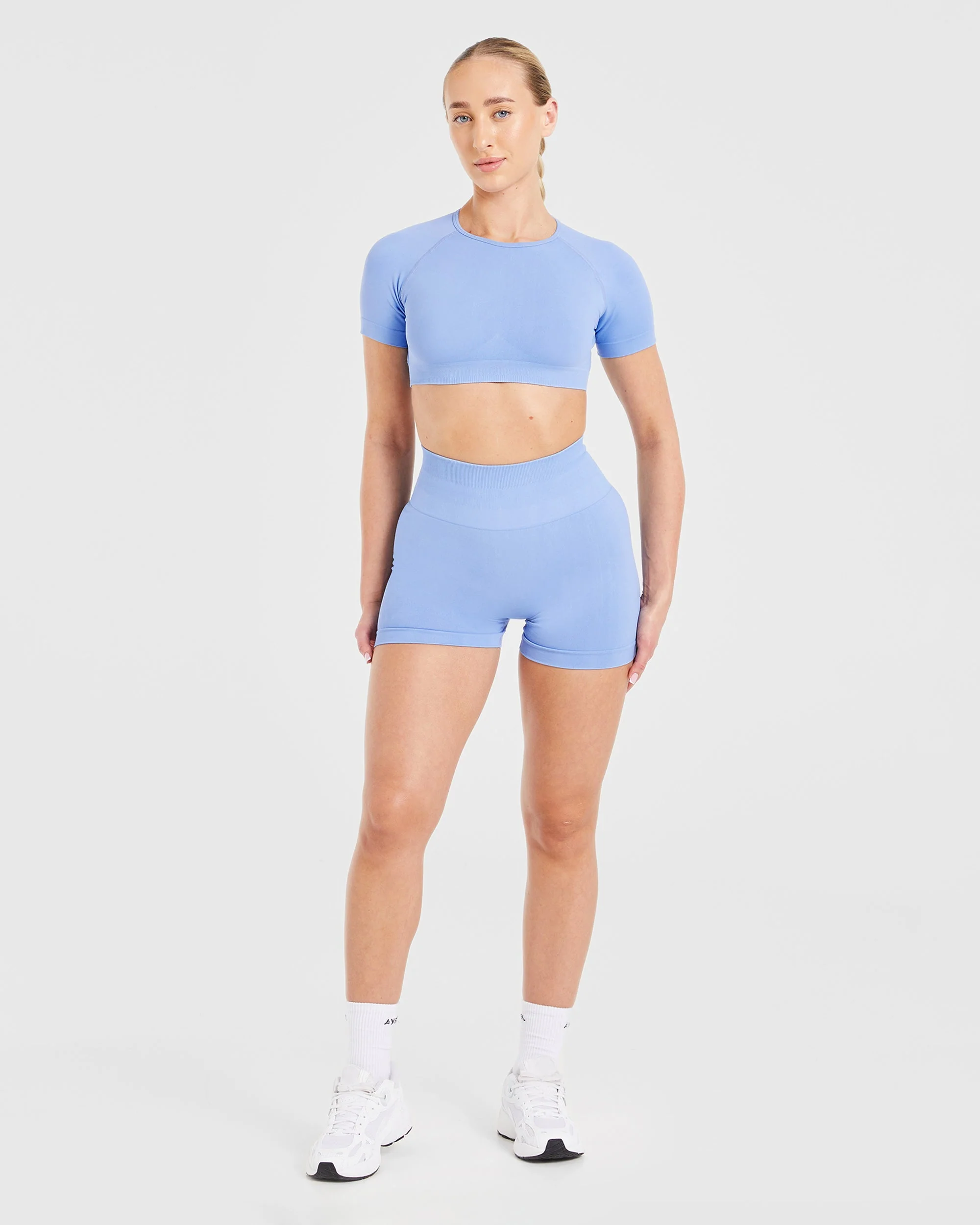 Power Seamless Crop Top - Blue - Image 3