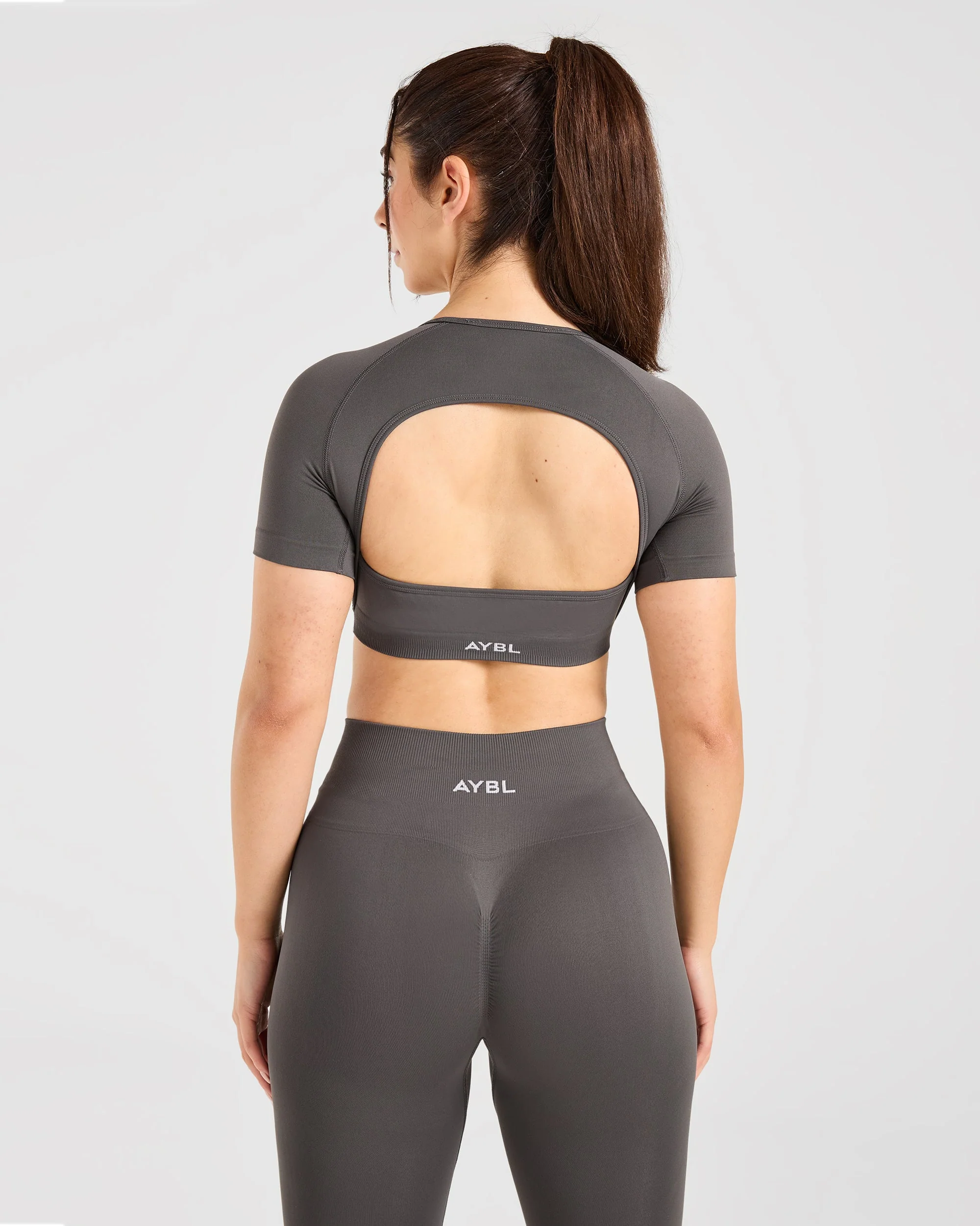 Power Seamless Crop Top - Charcoal - Image 2