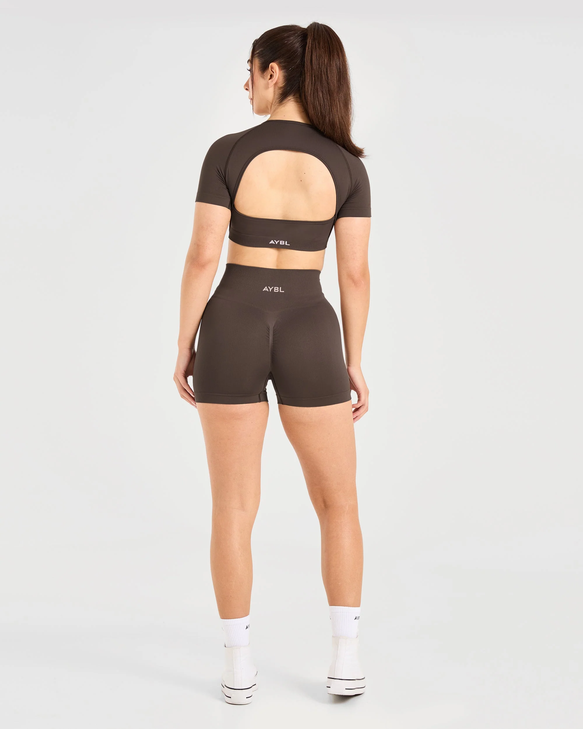 Power Seamless Crop Top - Chestnut Brown - Image 4
