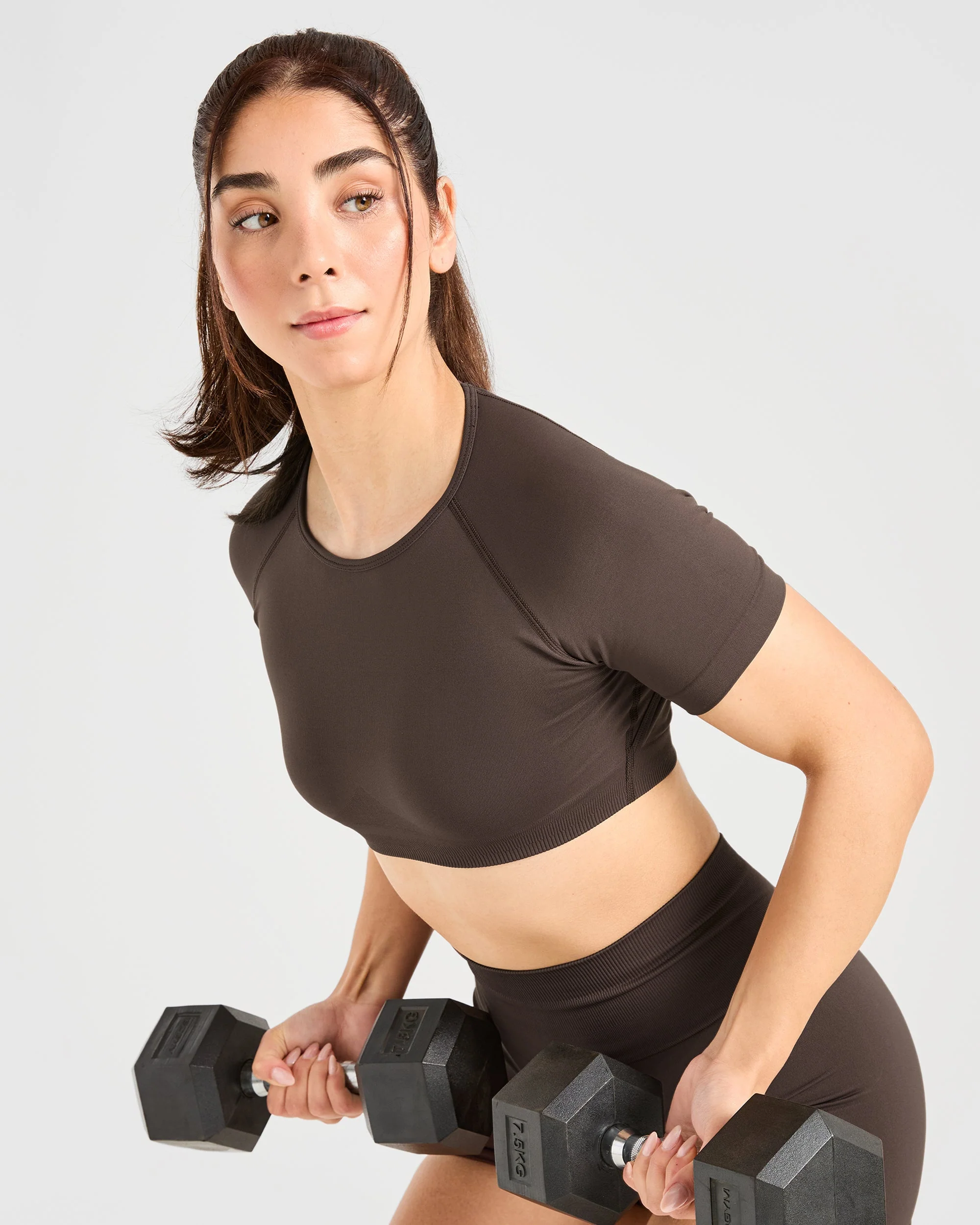 Power Seamless Crop Top - Chestnut Brown - Image 7