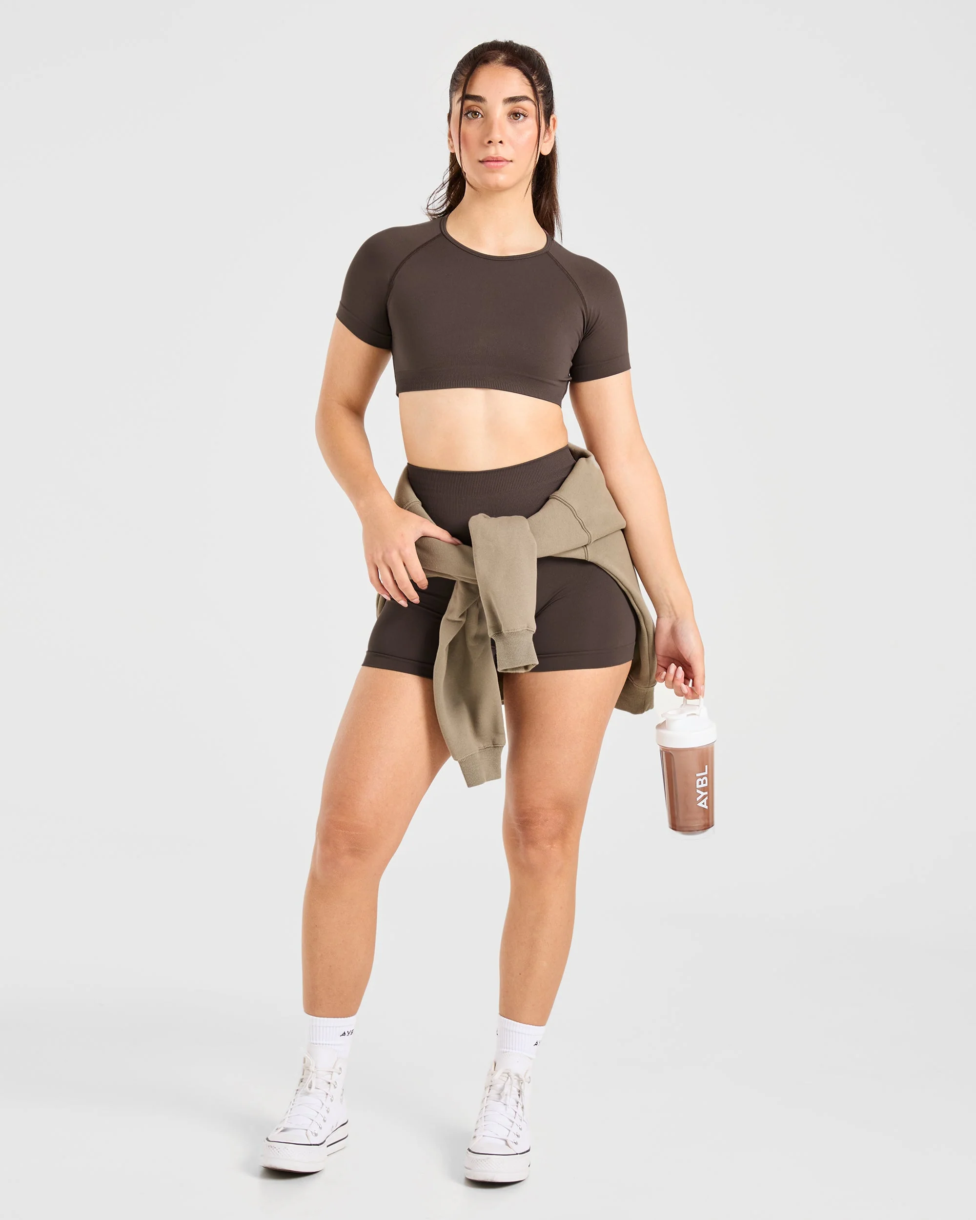 Power Seamless Crop Top - Chestnut Brown - Image 8