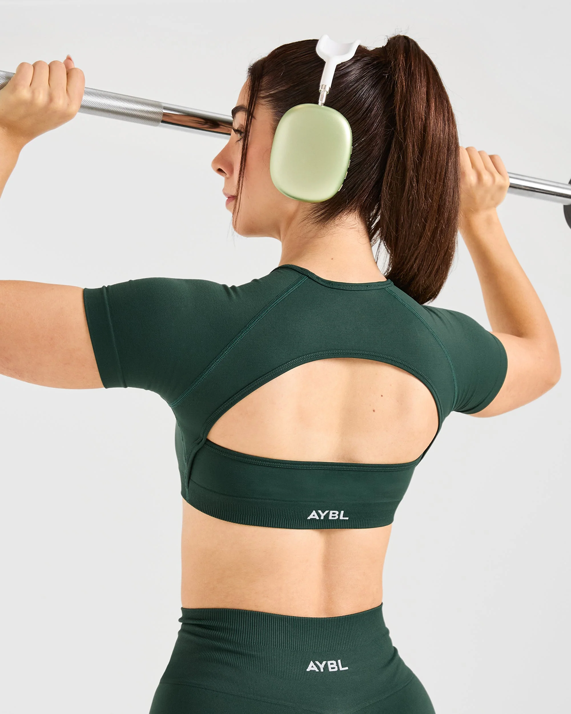 Power Seamless Crop Top - Evergreen - Image 8