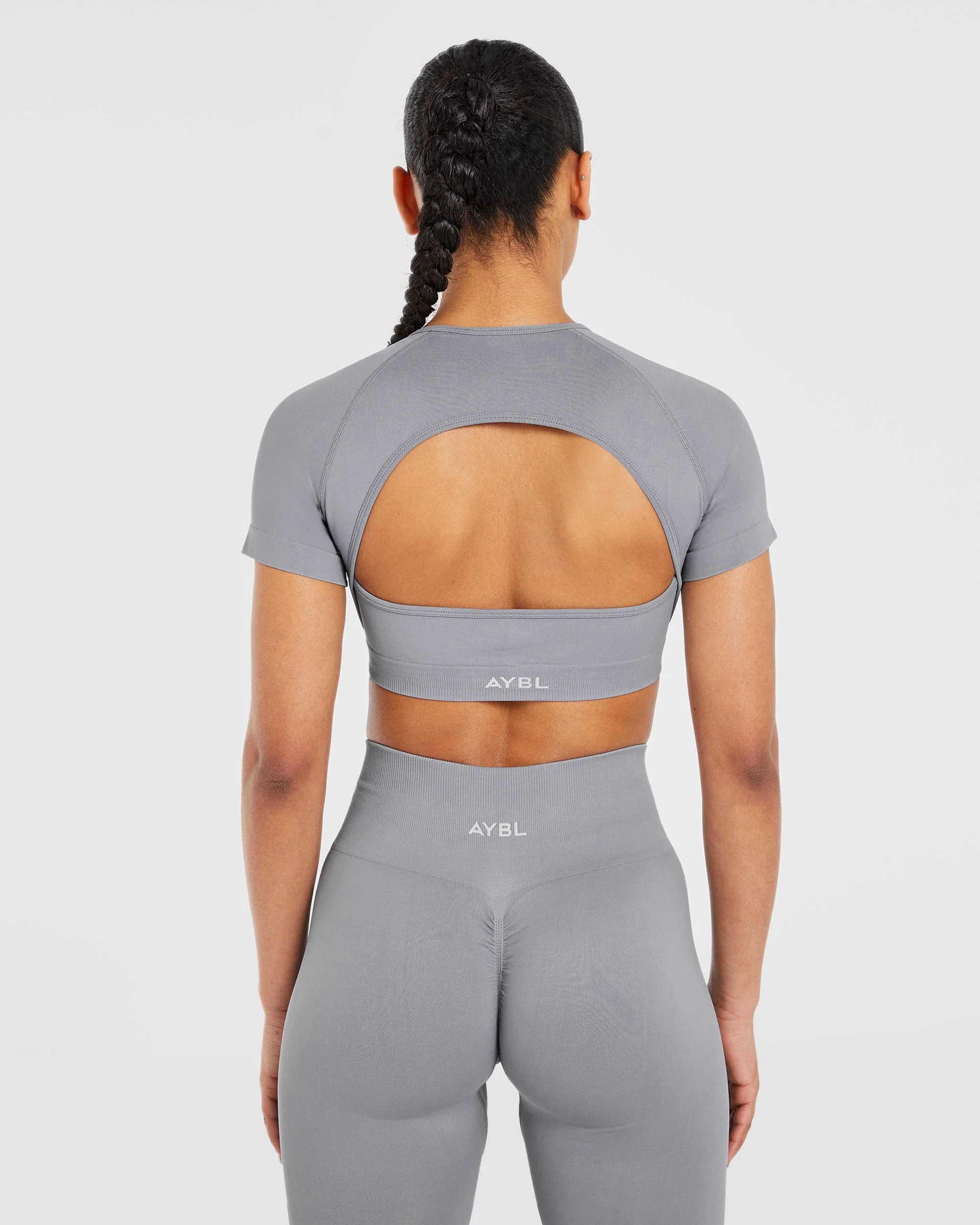 Power Seamless Crop Top - Grey - Image 2