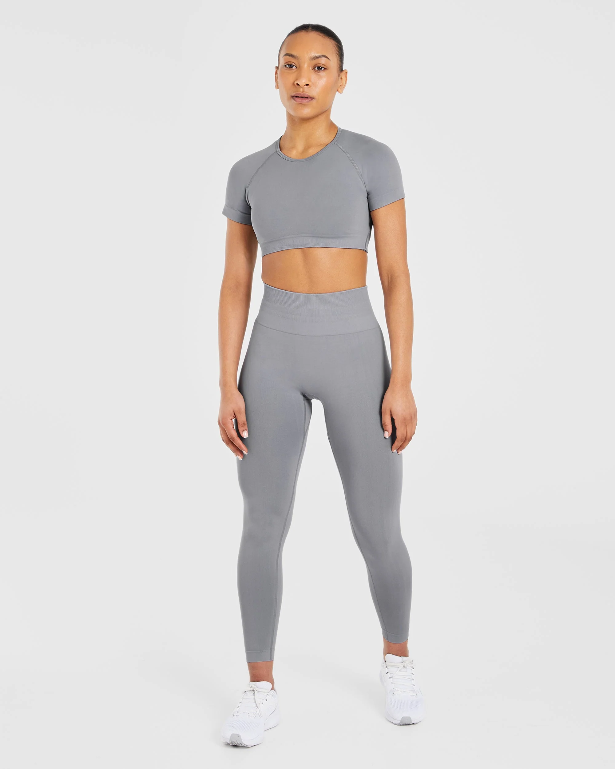 Power Seamless Crop Top - Grey - Image 3