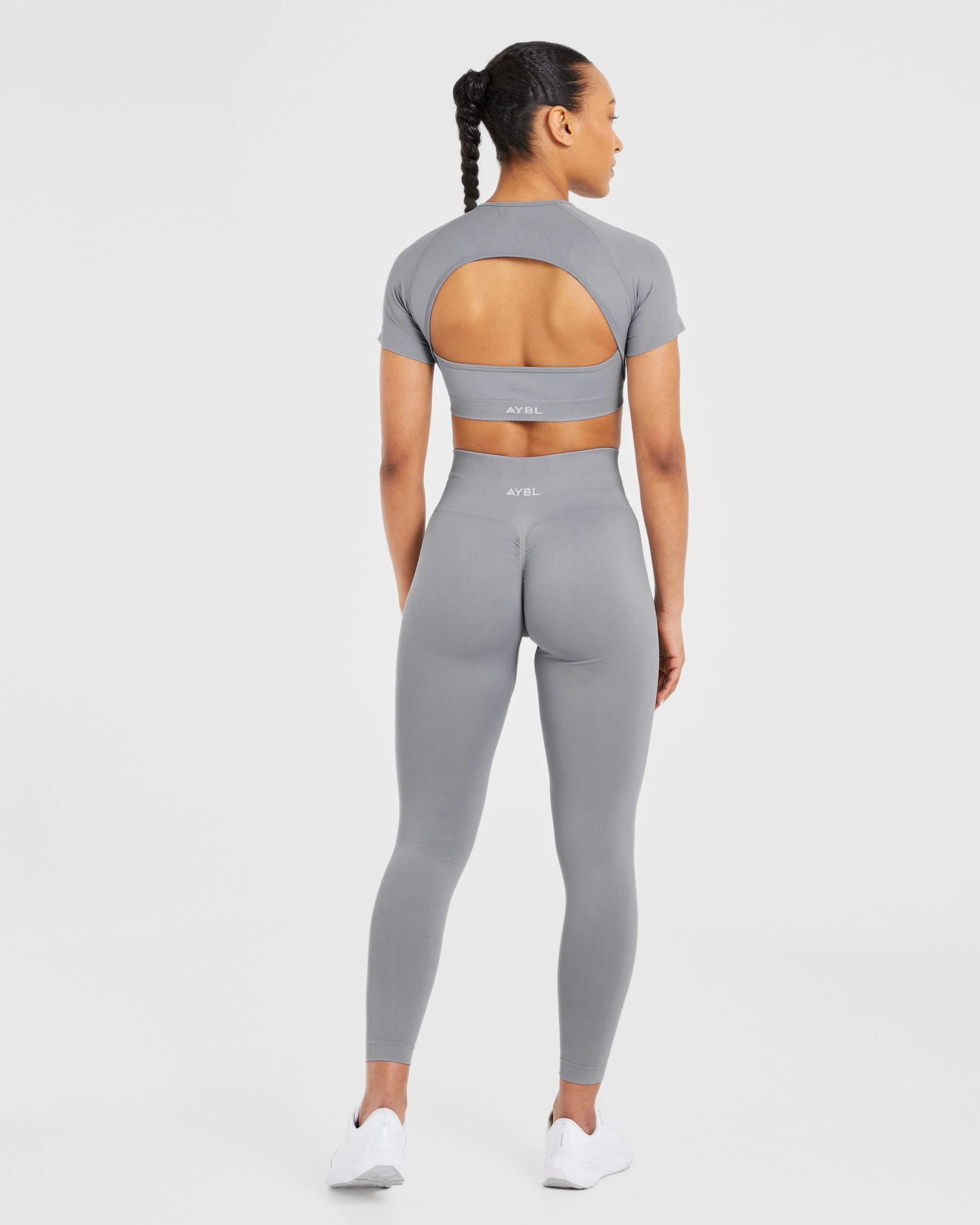 Power Seamless Crop Top - Grey - Image 4