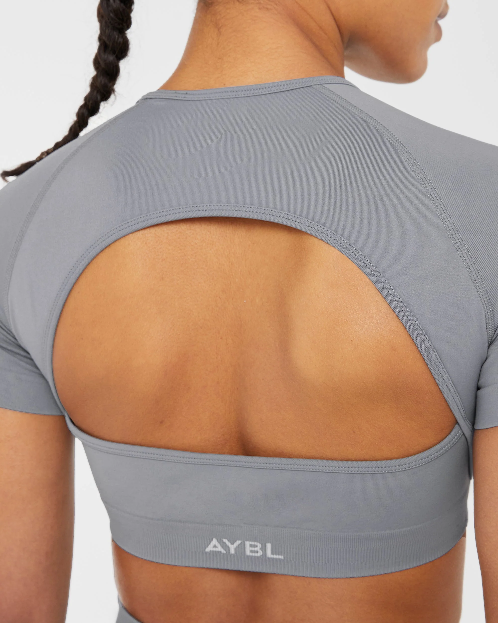 Power Seamless Crop Top - Grey - Image 5