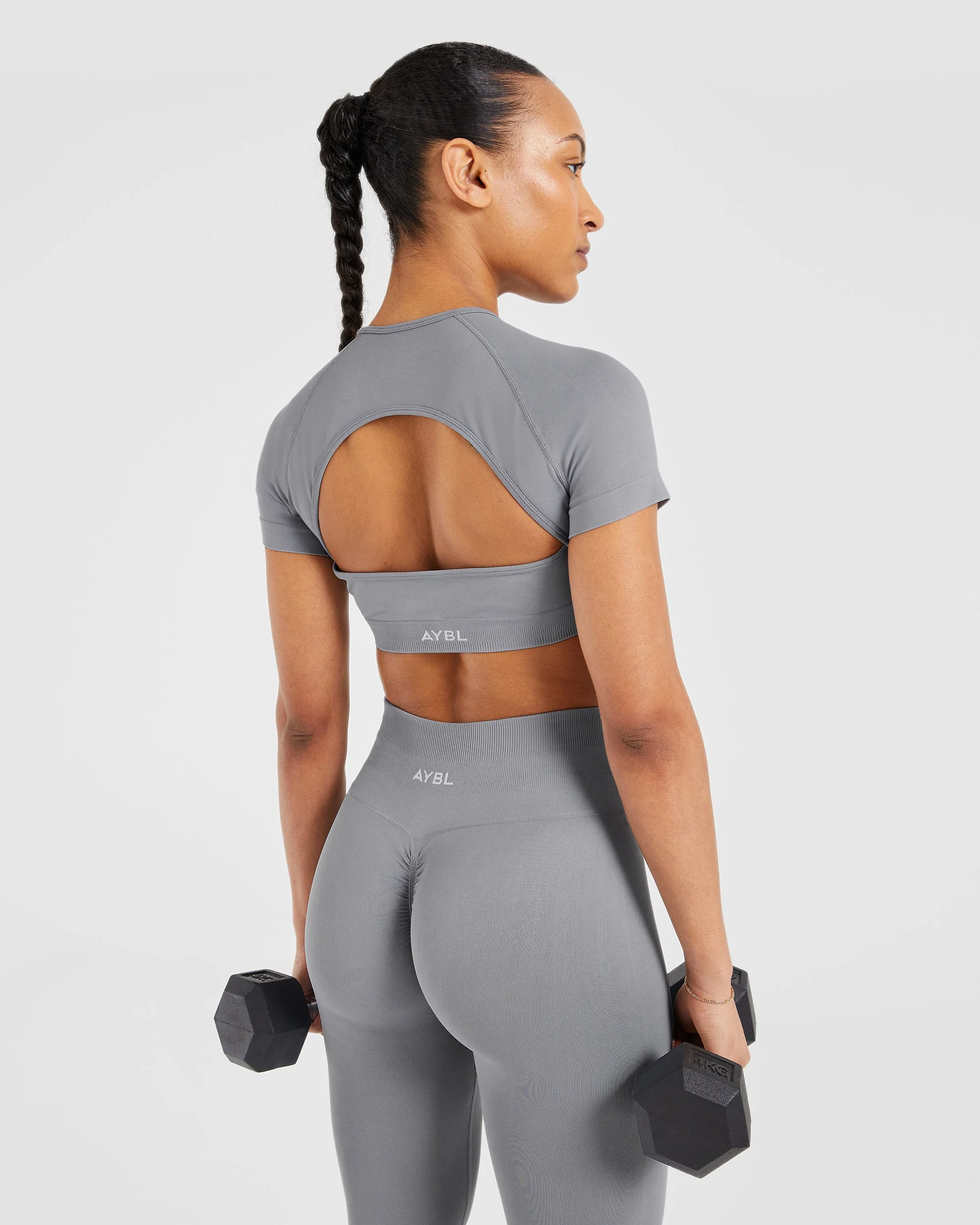 Power Seamless Crop Top - Grey - Image 7