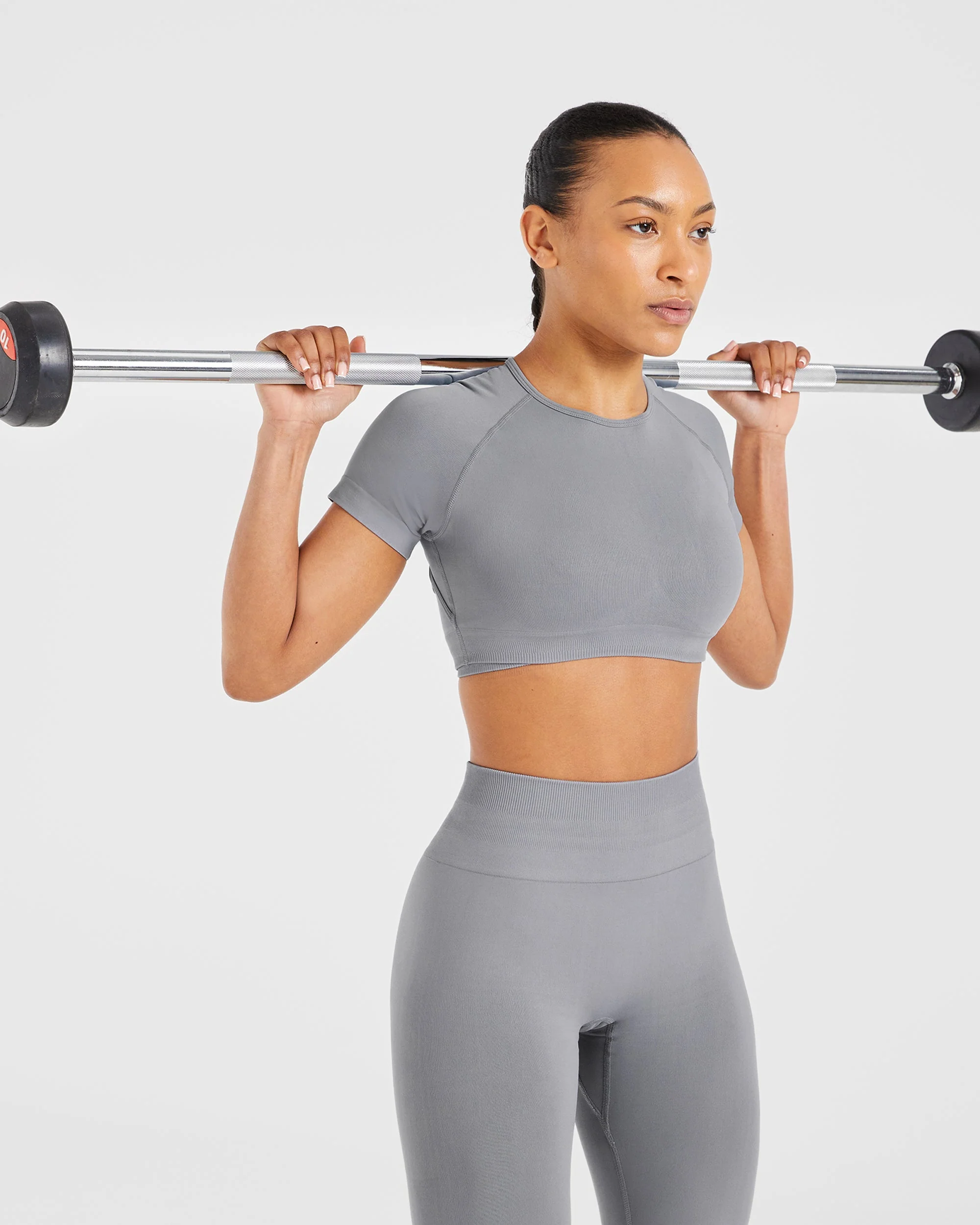 Power Seamless Crop Top - Grey - Image 8