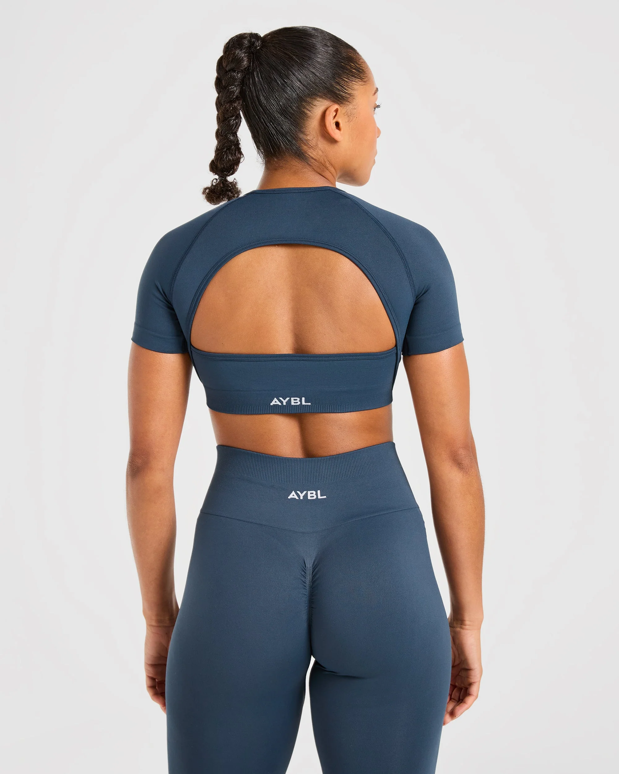 Power Seamless Crop Top - Ocean Teal - Image 2