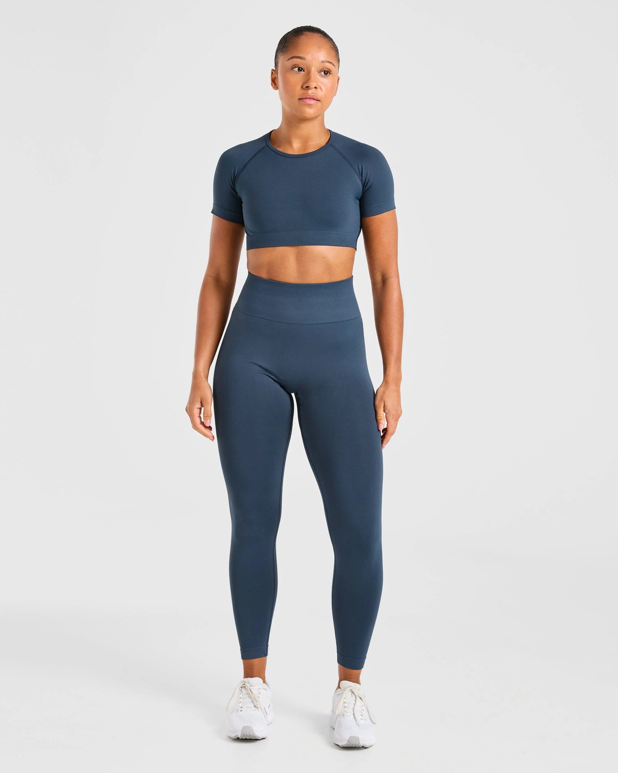 Power Seamless Crop Top - Ocean Teal - Image 3