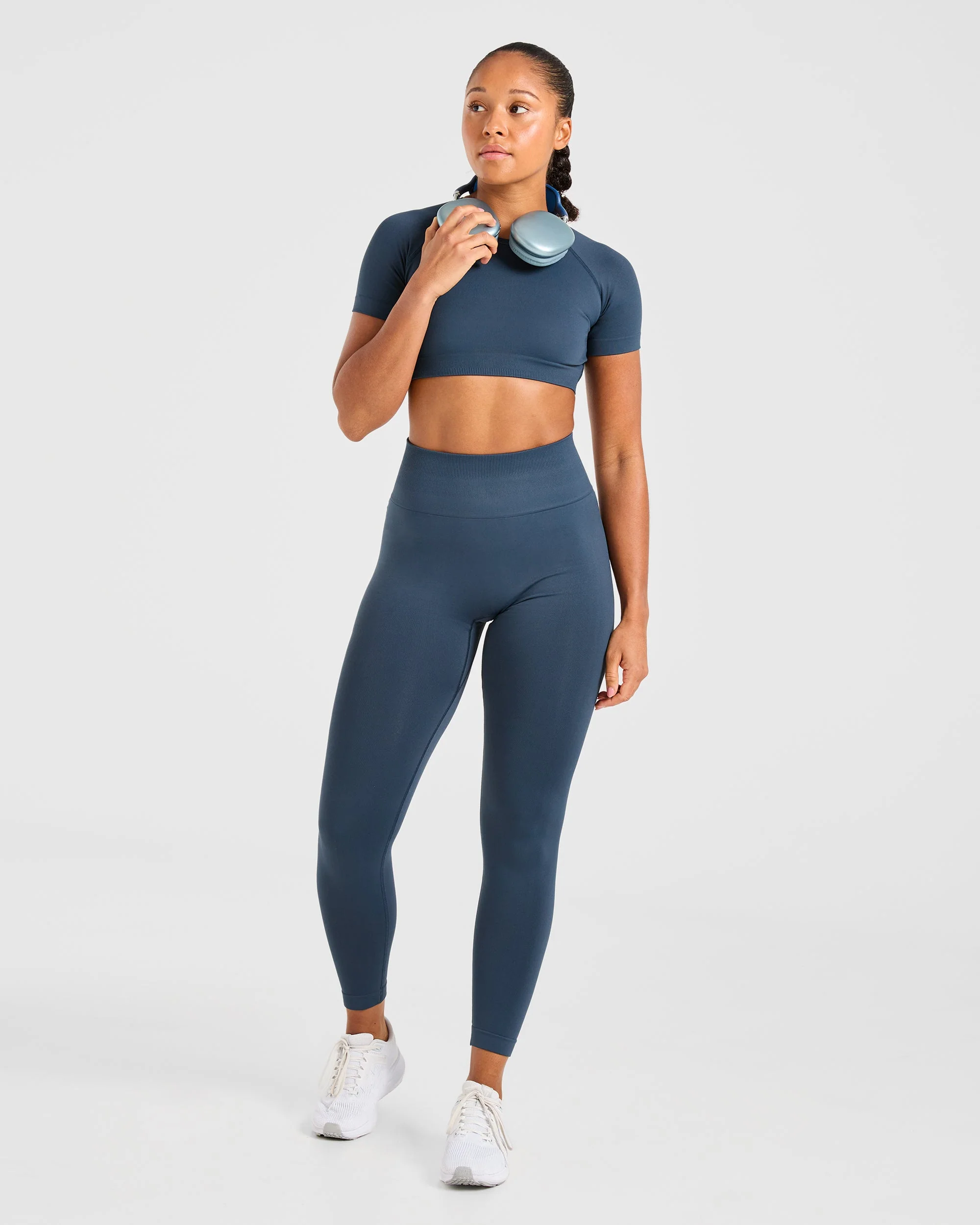 Power Seamless Crop Top - Ocean Teal - Image 8