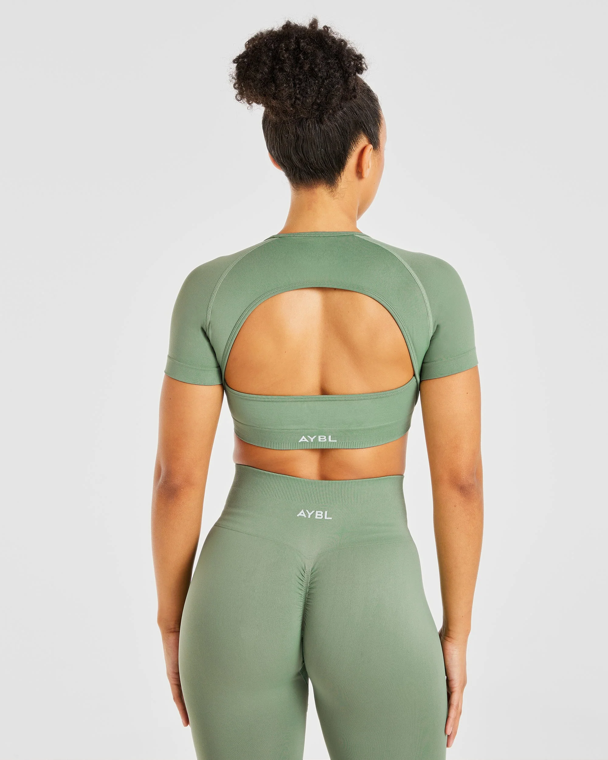 Power Seamless Crop Top - Olive - Image 2