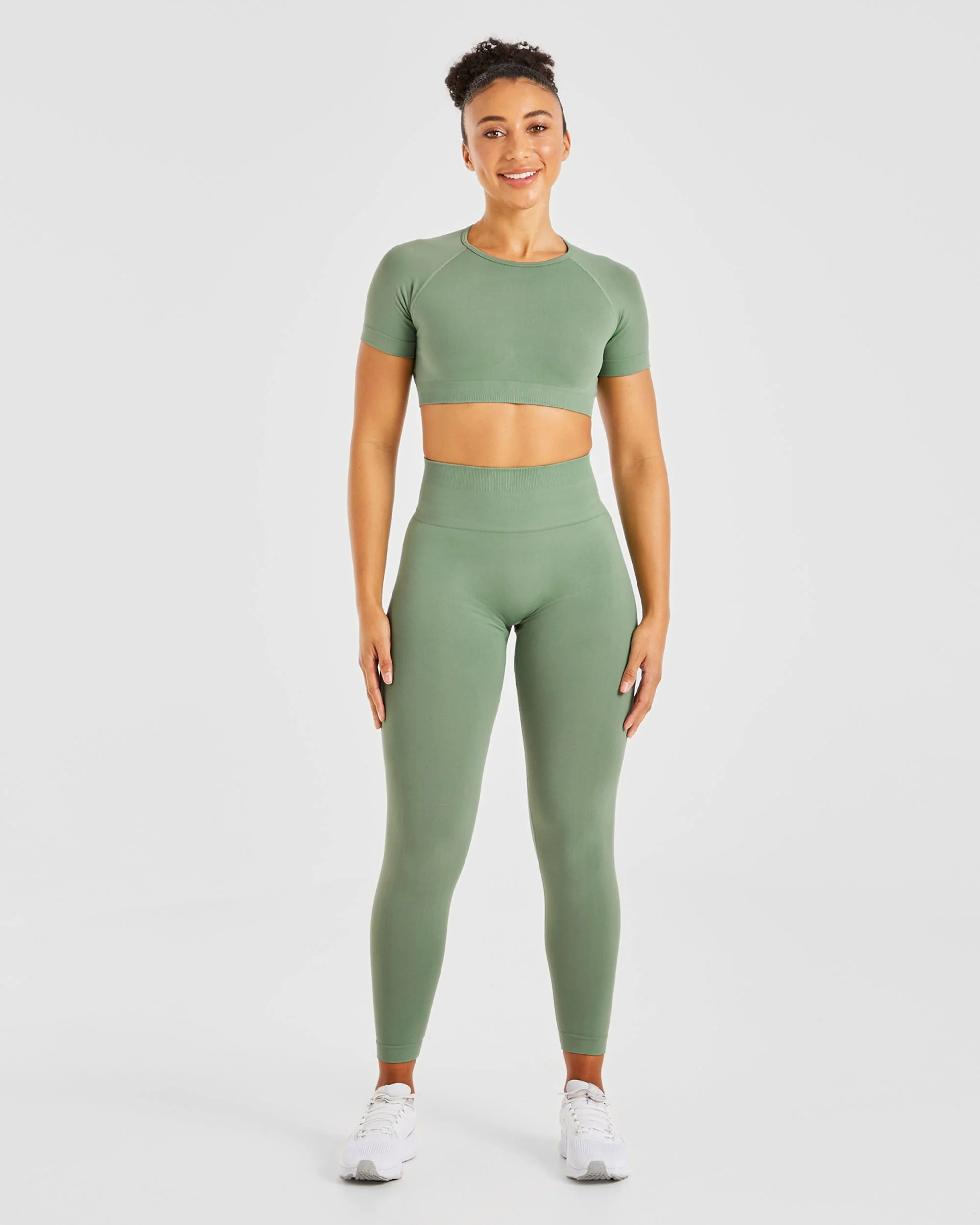 Power Seamless Crop Top - Olive - Image 3