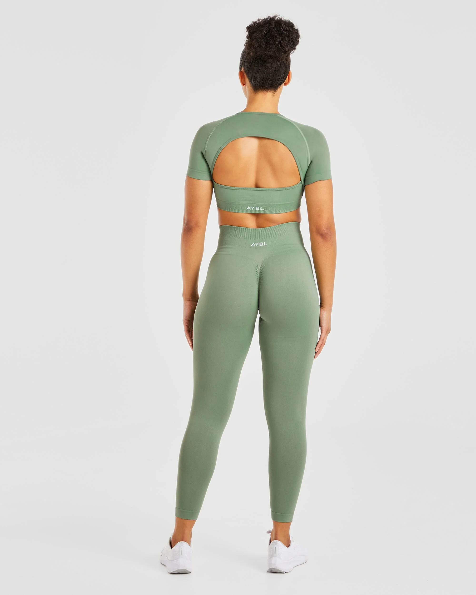 Power Seamless Crop Top - Olive - Image 4