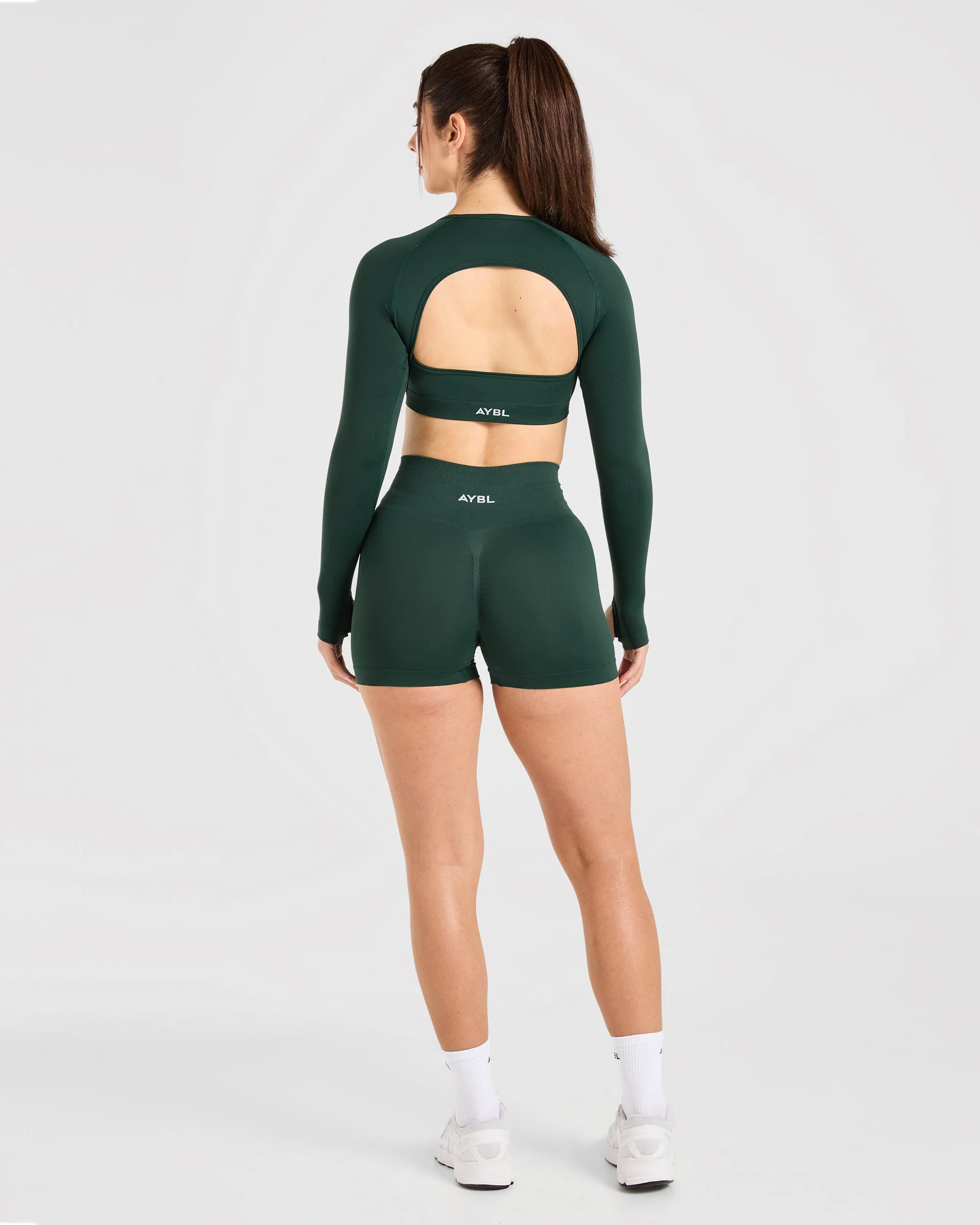 Power Seamless Long Sleeve Crop Top - Evergreen - Image 4