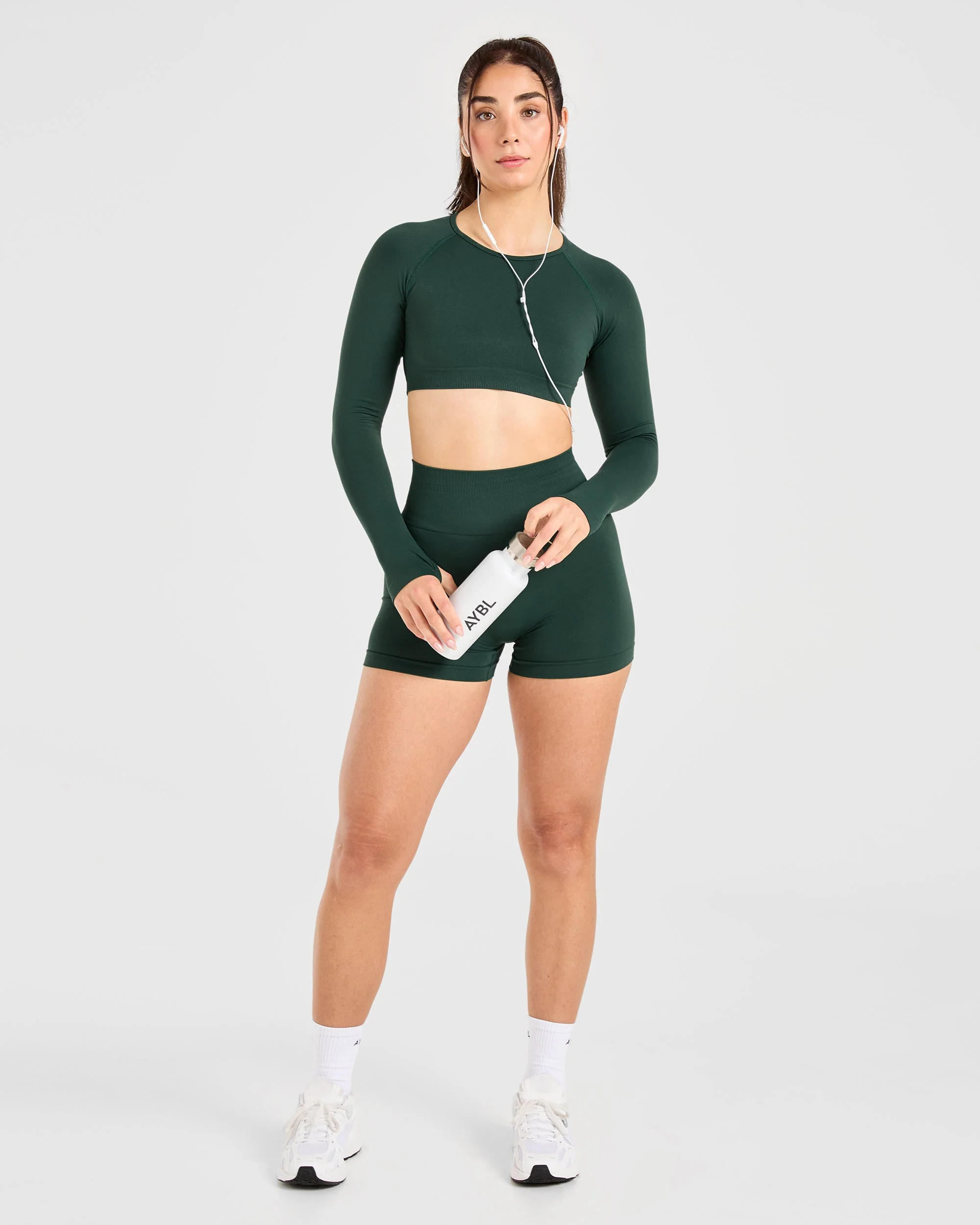 Power Seamless Long Sleeve Crop Top - Evergreen - Image 8