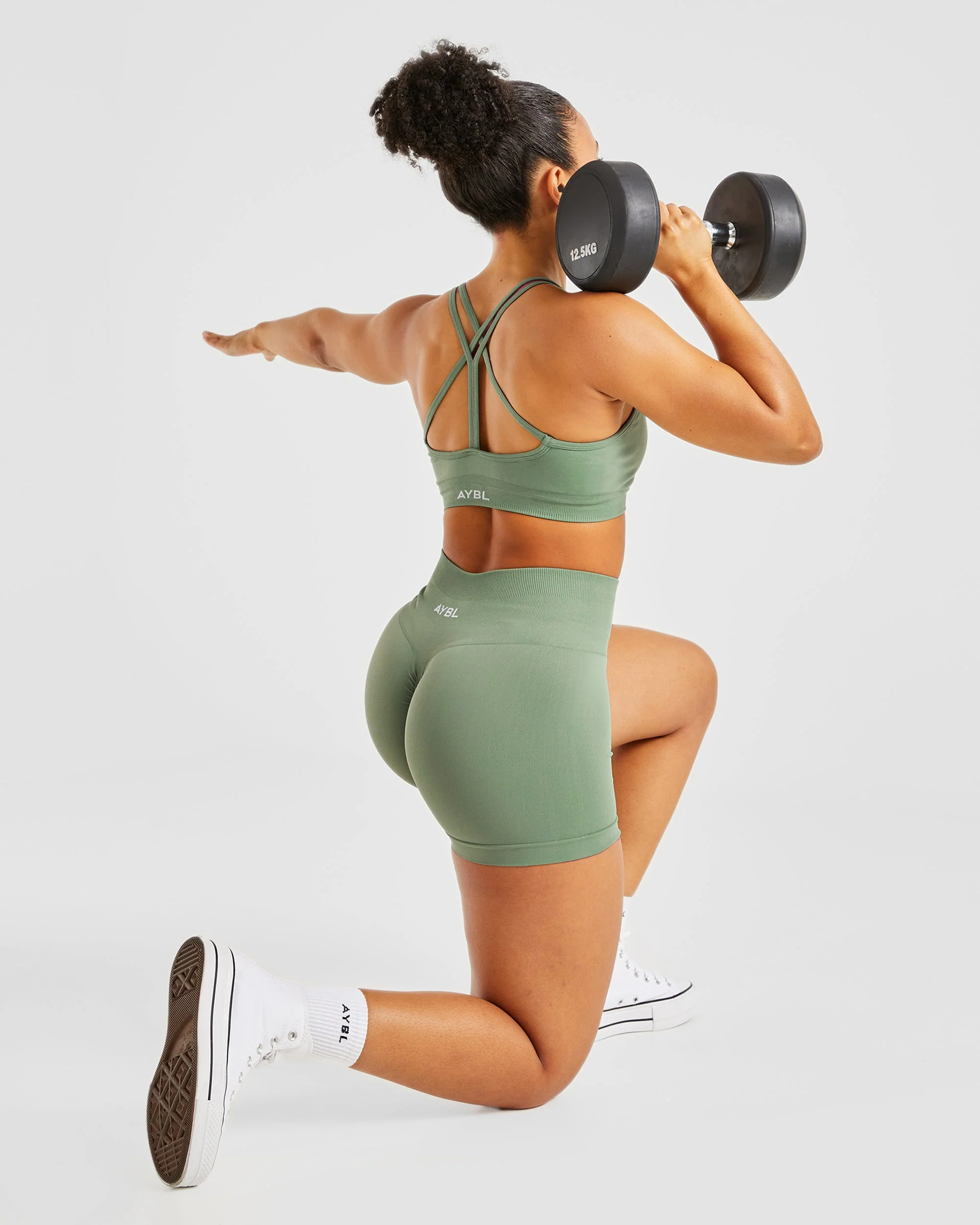 Power Seamless Shorts - Olive - Image 7